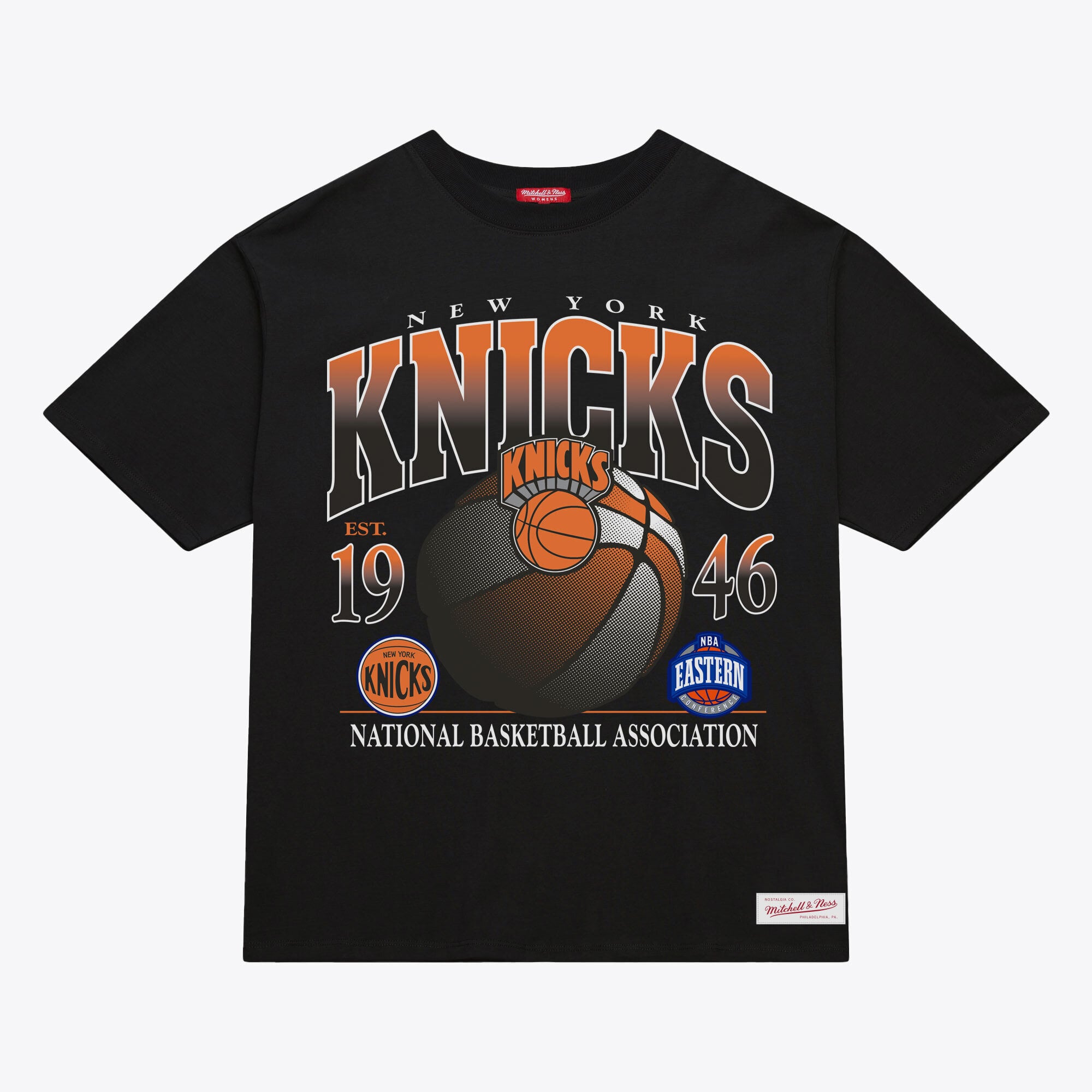 T-shirt court à imprimé graphique urbain noir Mitchell & Ness pour femme