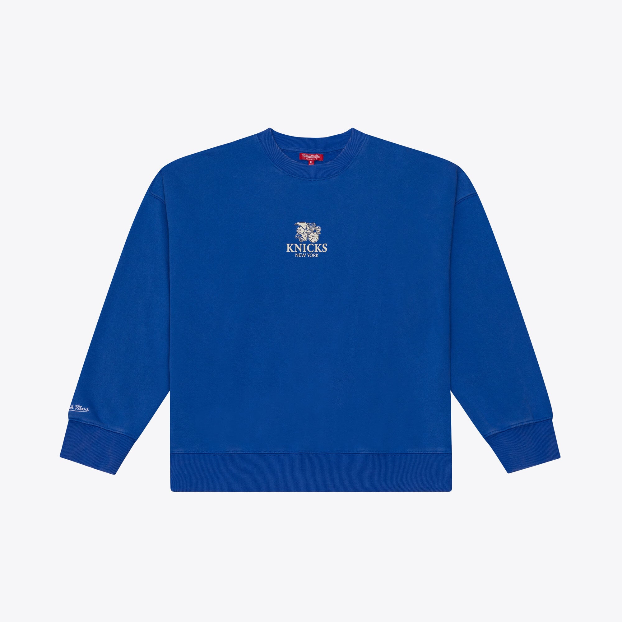 Sweat-shirt en polaire à micro-logo bleu Mitchell & Ness pour femme, New York Knicks Core Essentials.
