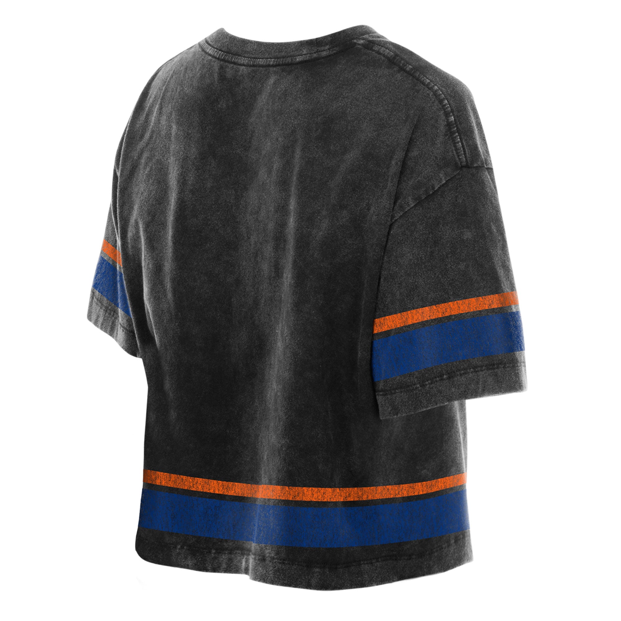 T-shirt court New Era noir pour femme, York Knicks, coupe carrée, délavage minéral