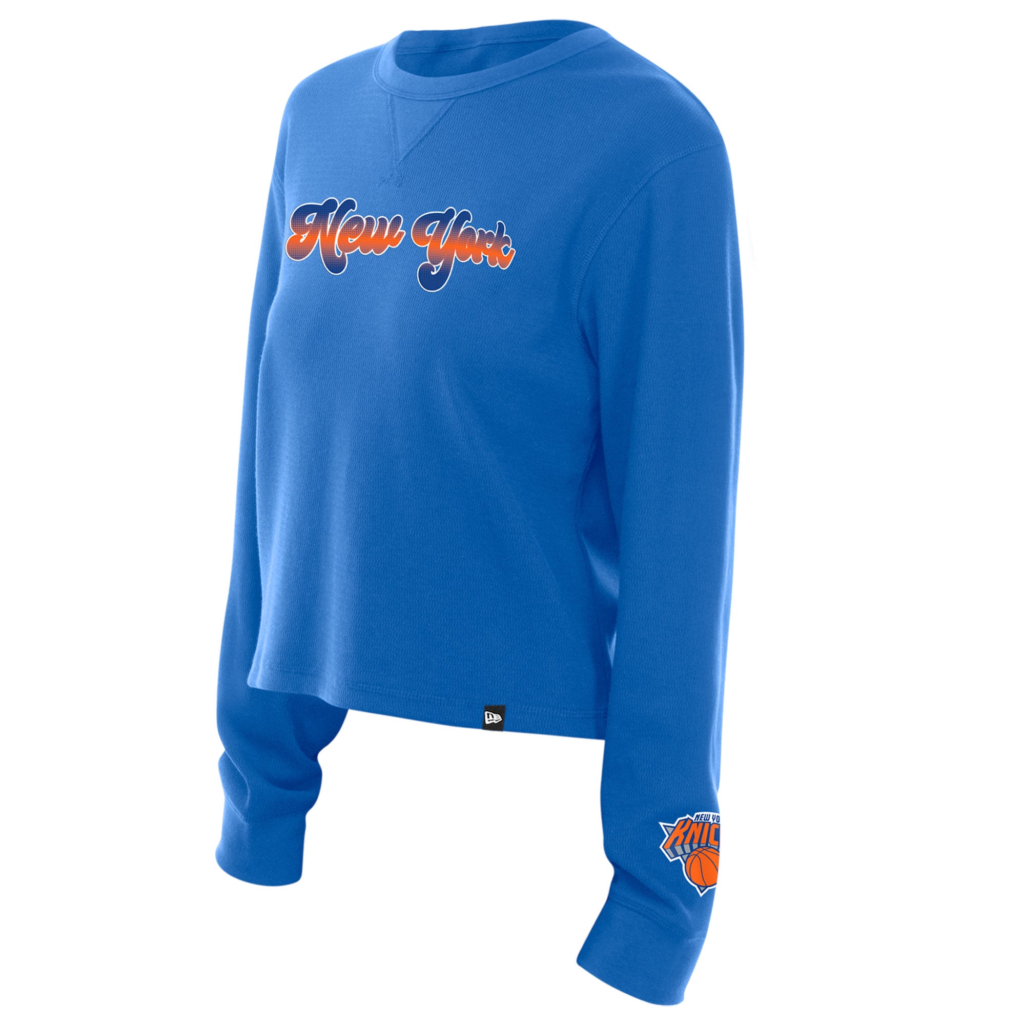 T-shirt thermique à manches longues New Era bleu York Knicks pour femme
