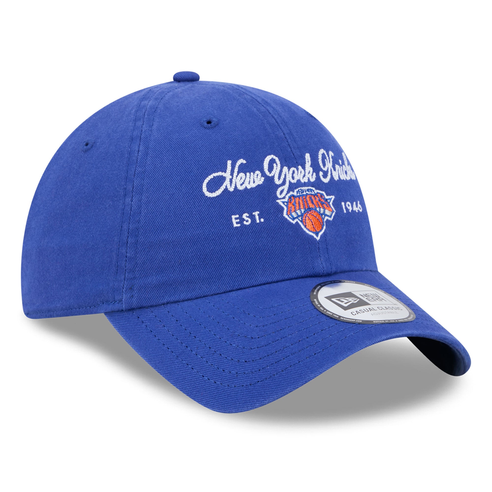 Casquette New Era bleue pour femme, logo New York Knicks, style classique décontracté et ajustable