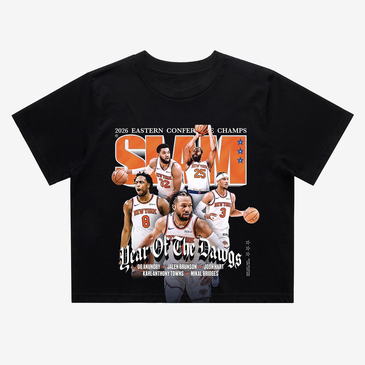 T-shirt court SLAM noir pour femmes New York Knicks, champions de la Conférence Est NBA 2026