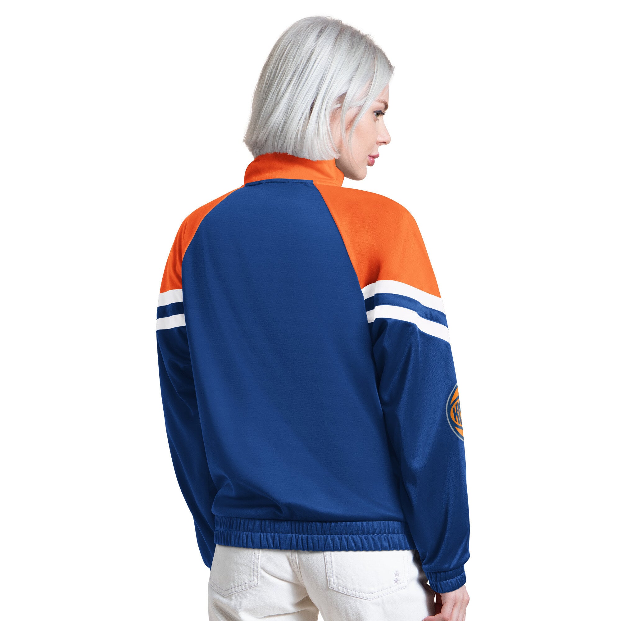 Veste de survêtement zippée Starter bleue pour femme, modèle New York Knicks Fan Club
