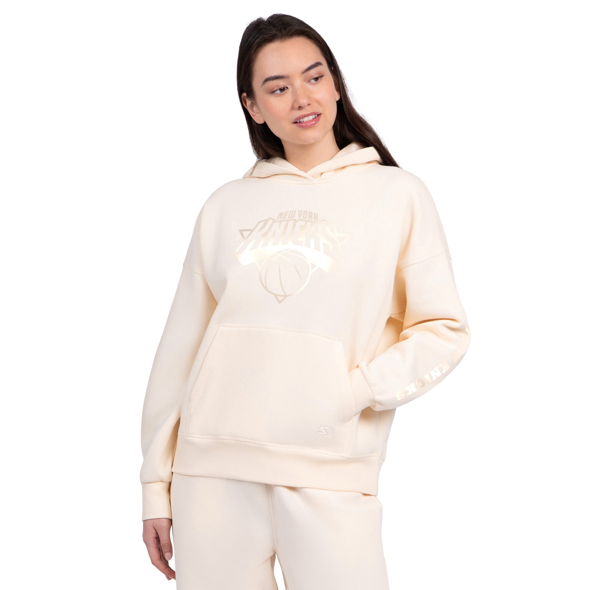 Sweat à capuche décontracté New York Knicks Pastel de Starter Cream pour femme