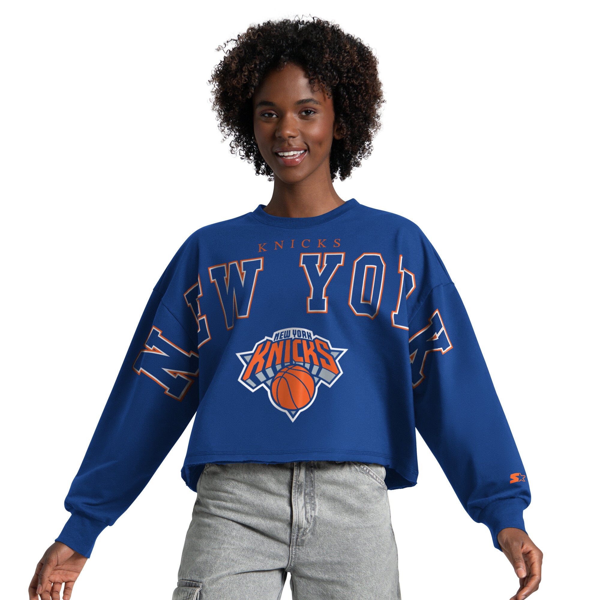 Sweat-shirt court Starter Royal New York Knicks pour femmes