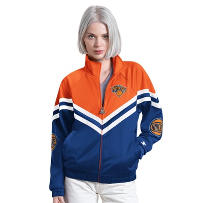  New York Knicks Starter Women's Fan Club Full-Zip Raglan Track Jacket - Royal