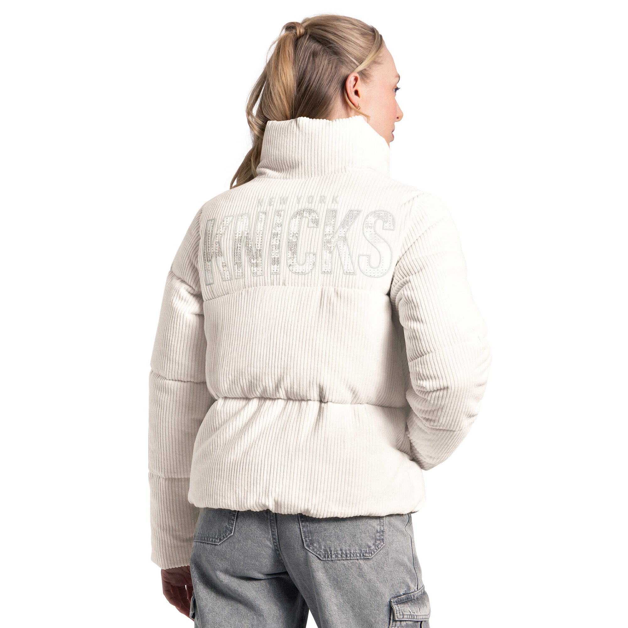Veste à bulles Starter blanche pour femme New York Knicks Double Score