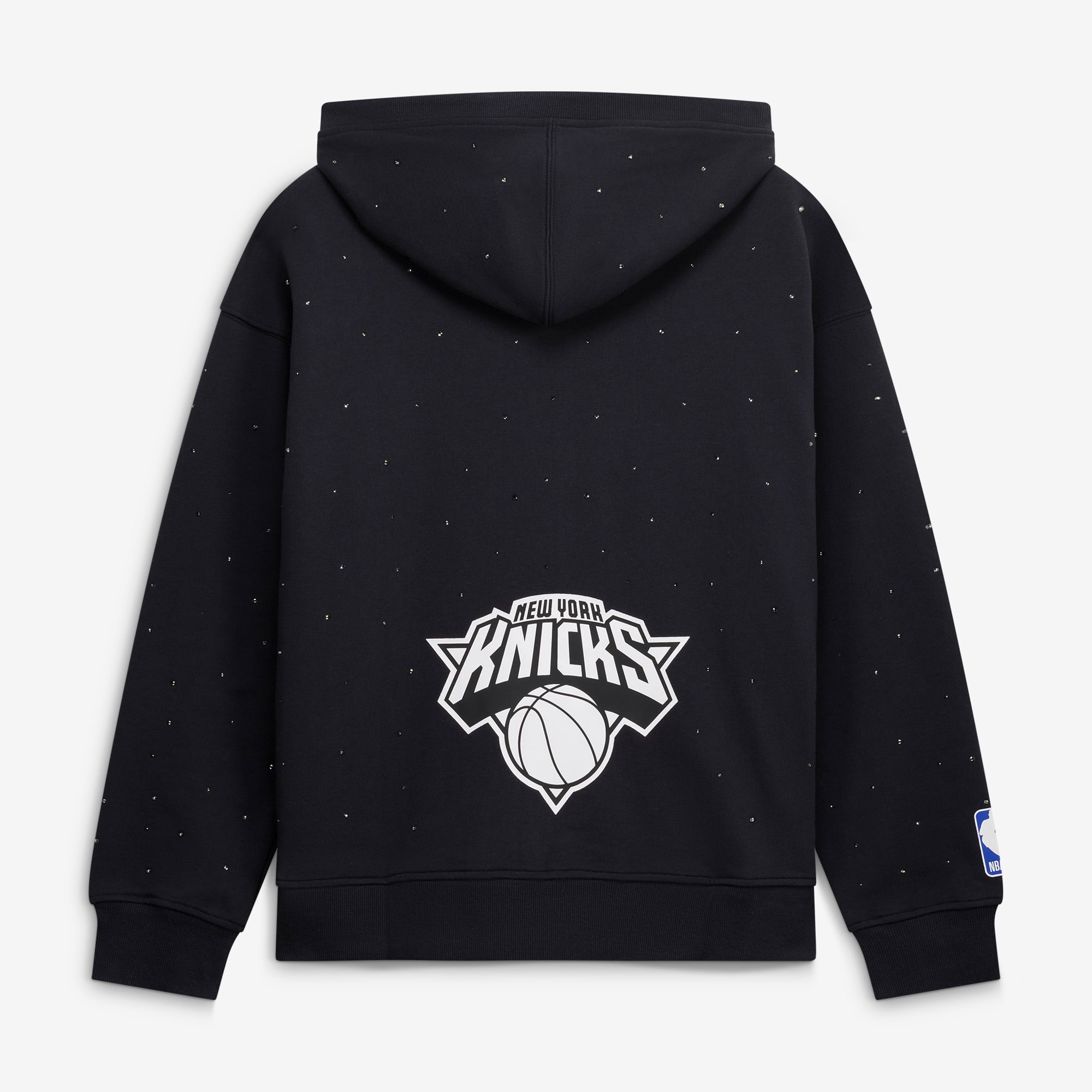 Women's Terez Black New York Knicks Oversized Allover Gemstone Full-Zip Hoodie