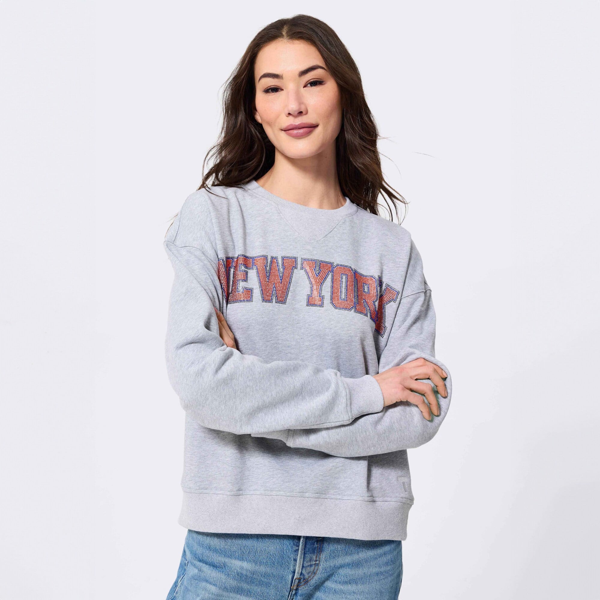 Sweat-shirt ras du cou Terez Gray New York Knicks Marquee pour femme