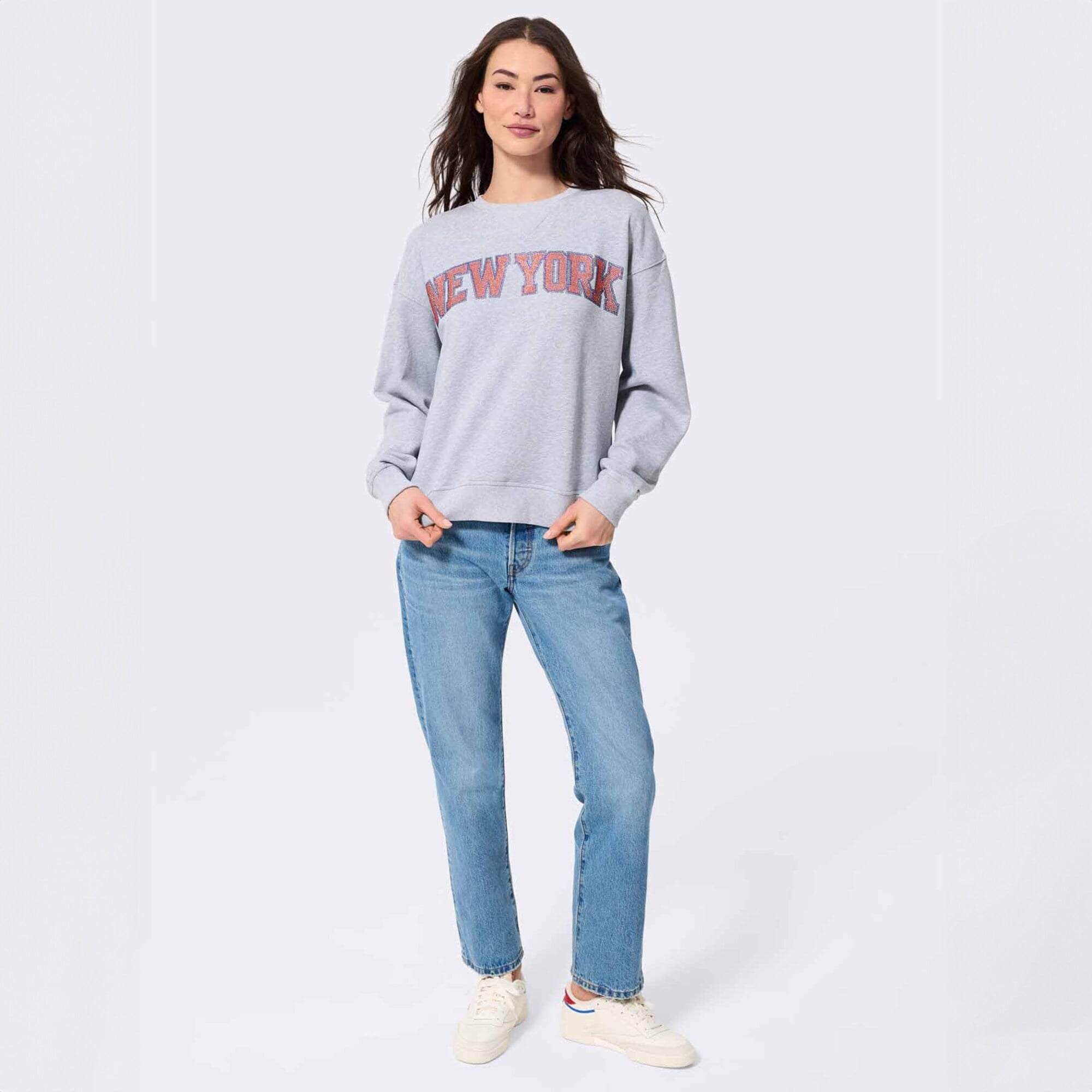 Sweat-shirt ras du cou Terez Gray New York Knicks Marquee pour femme