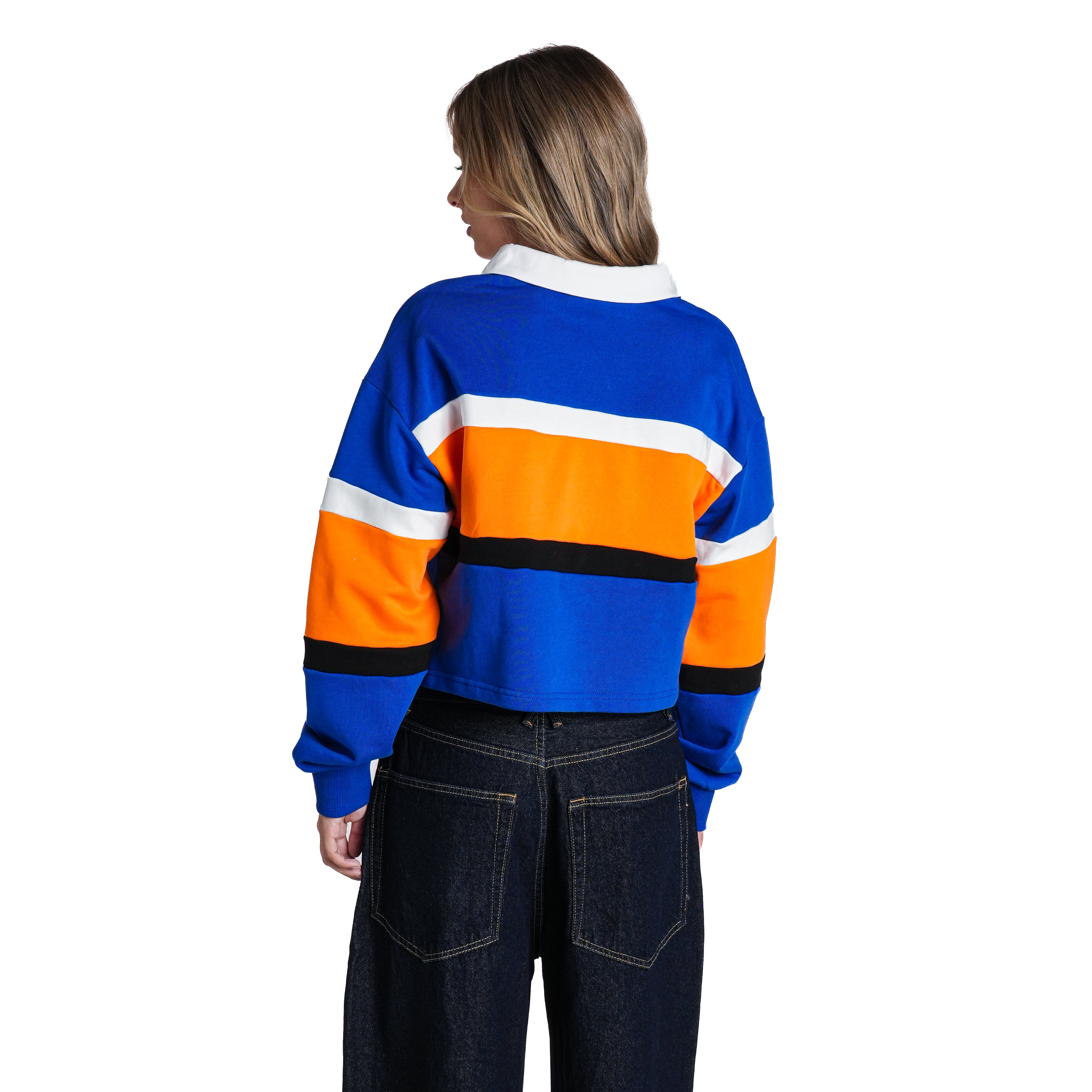 Polo court à manches longues The Wild Collective bleu New York Knicks pour femme