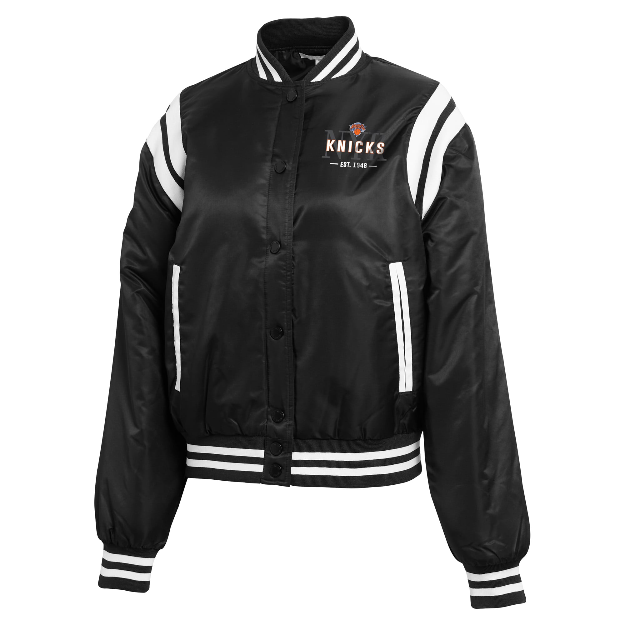 Women's WEAR by Erin Andrews  Black New York Knicks Full-Zip Bomber Jacket