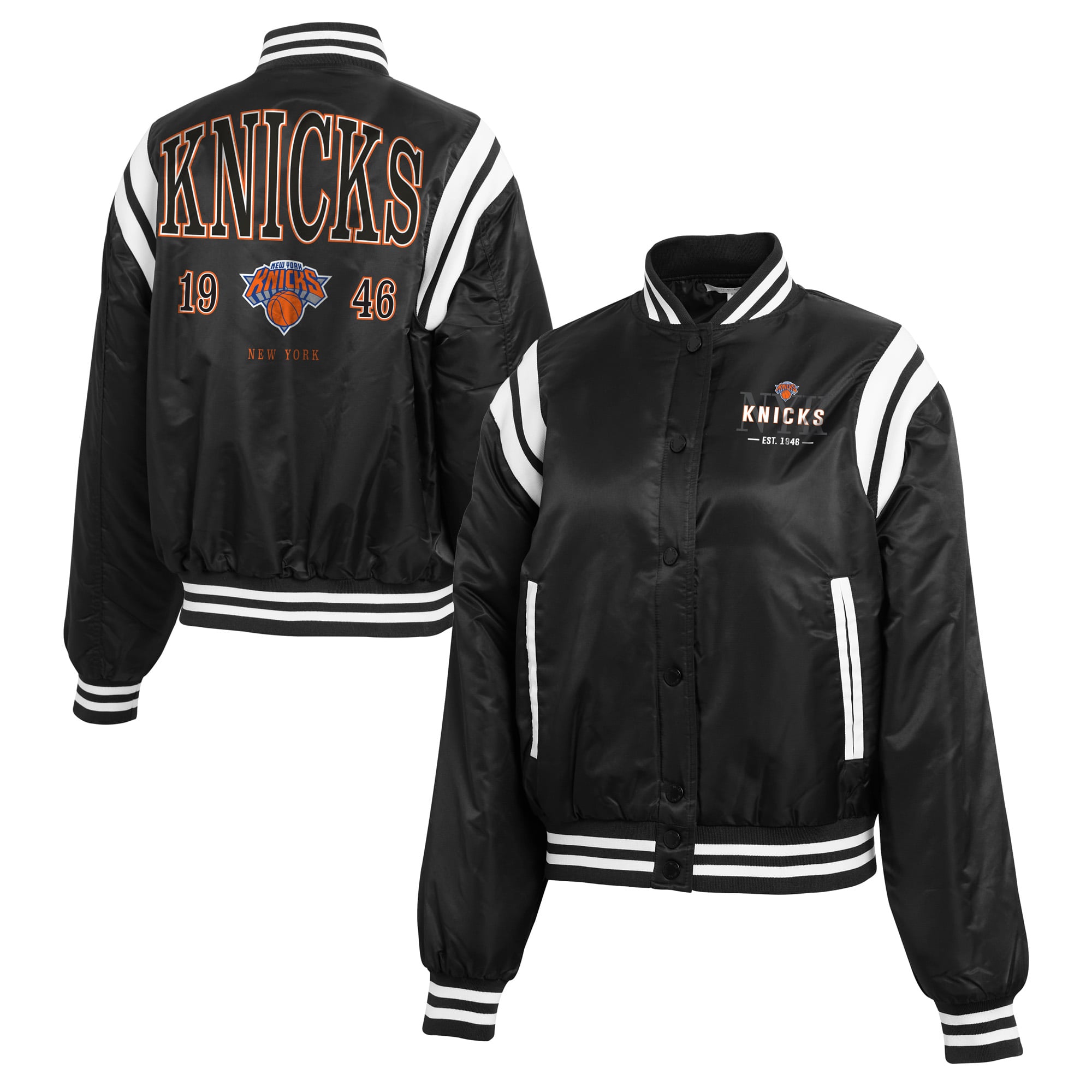 Women's WEAR by Erin Andrews  Black New York Knicks Full-Zip Bomber Jacket
