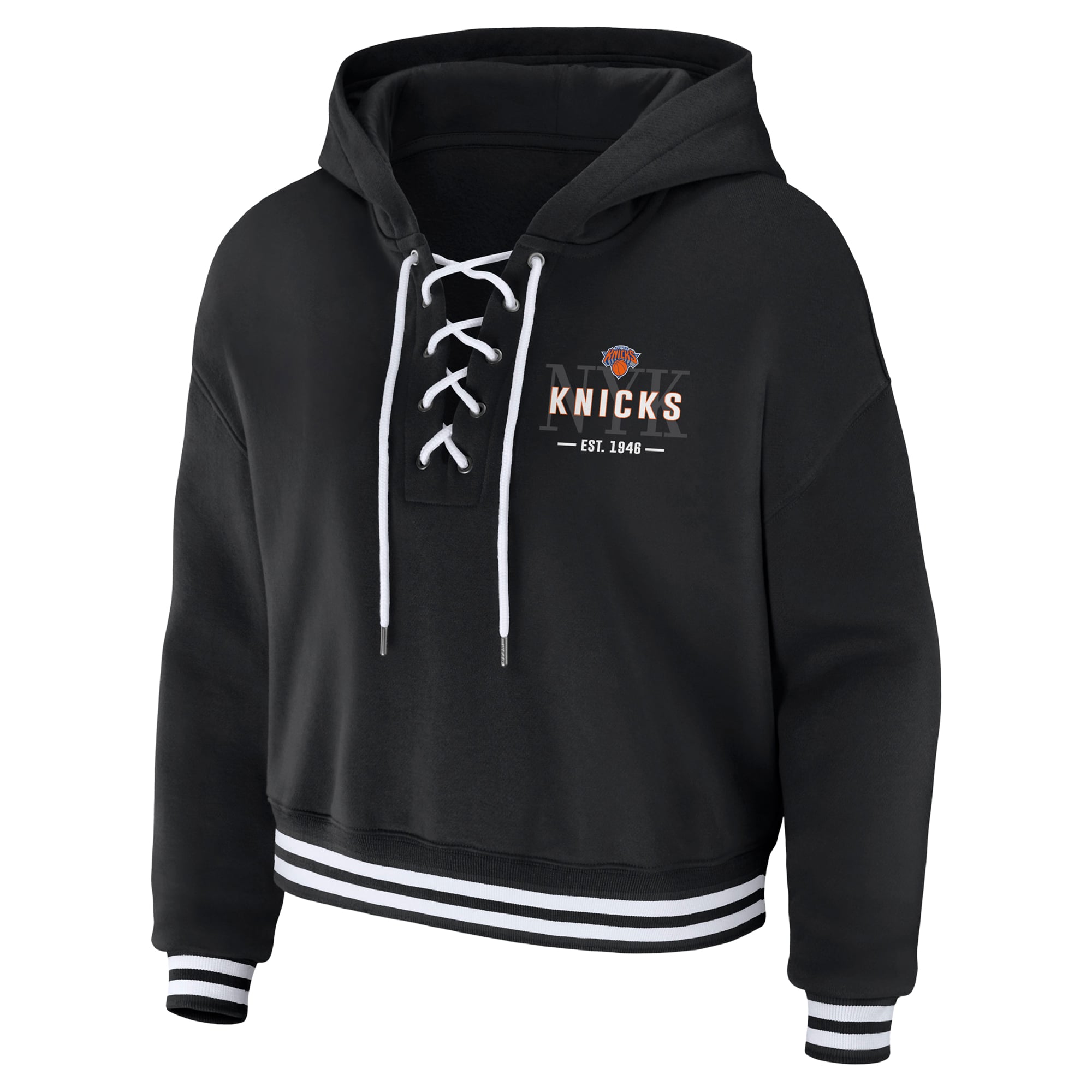 Women's WEAR by Erin Andrews  Black New York Knicks Lace Up Hoodie
