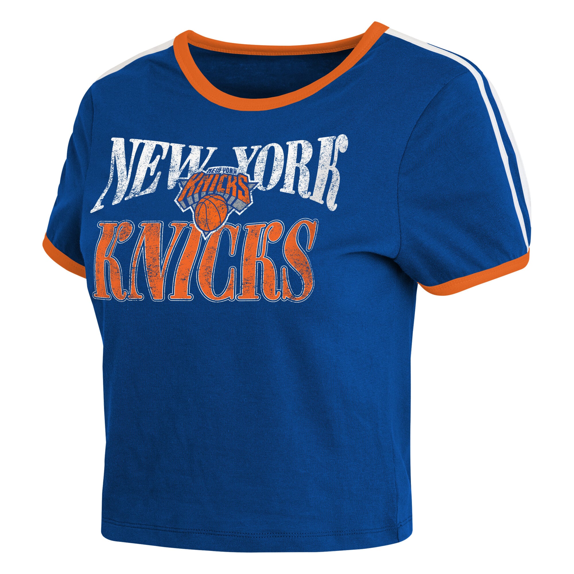 T-shirt bébé bleu New York Knicks à col rond de la marque Women's WEAR by Erin Andrews
