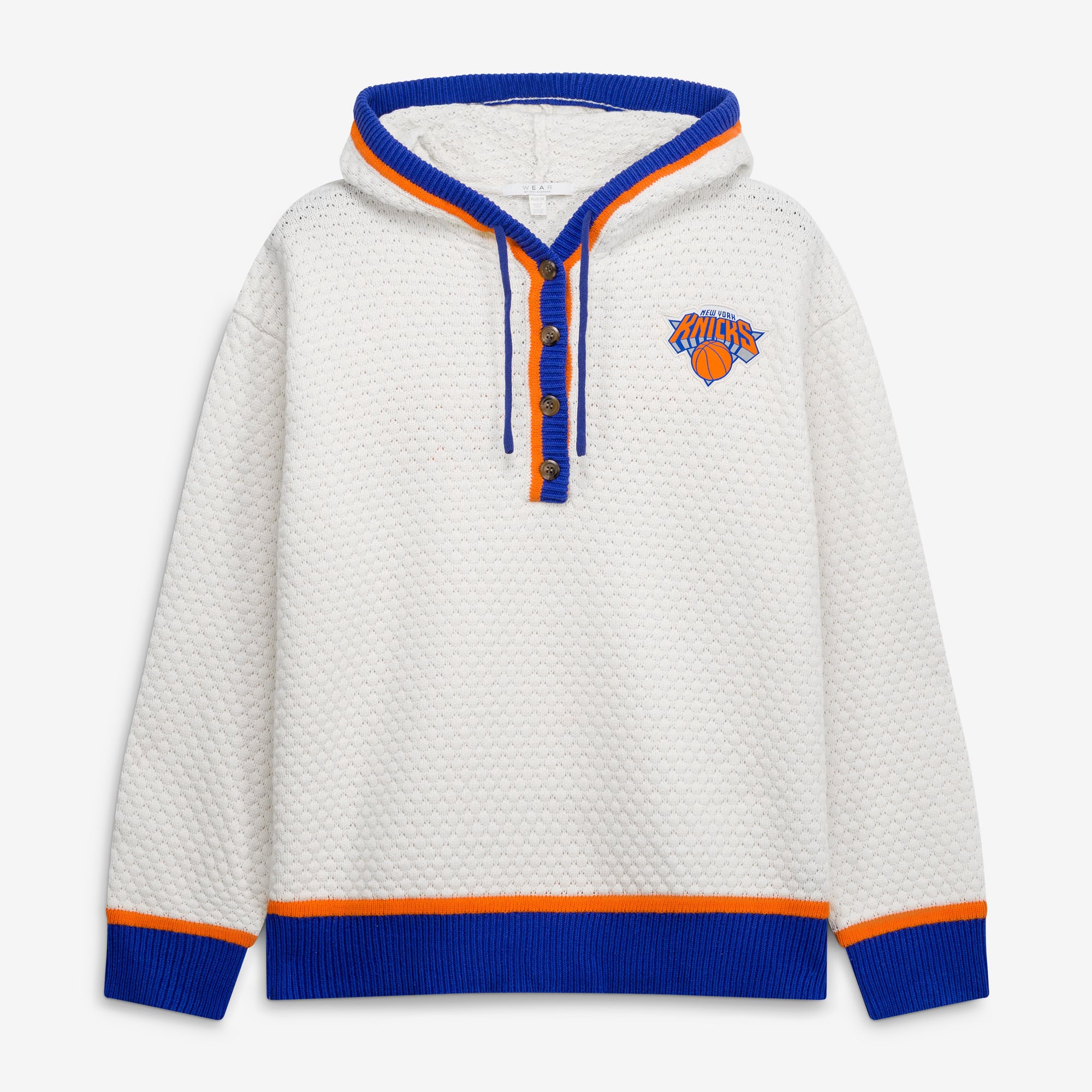 Women's WEAR by Erin Andrews Cream New York Knicks Plus Hoodie Sweater
