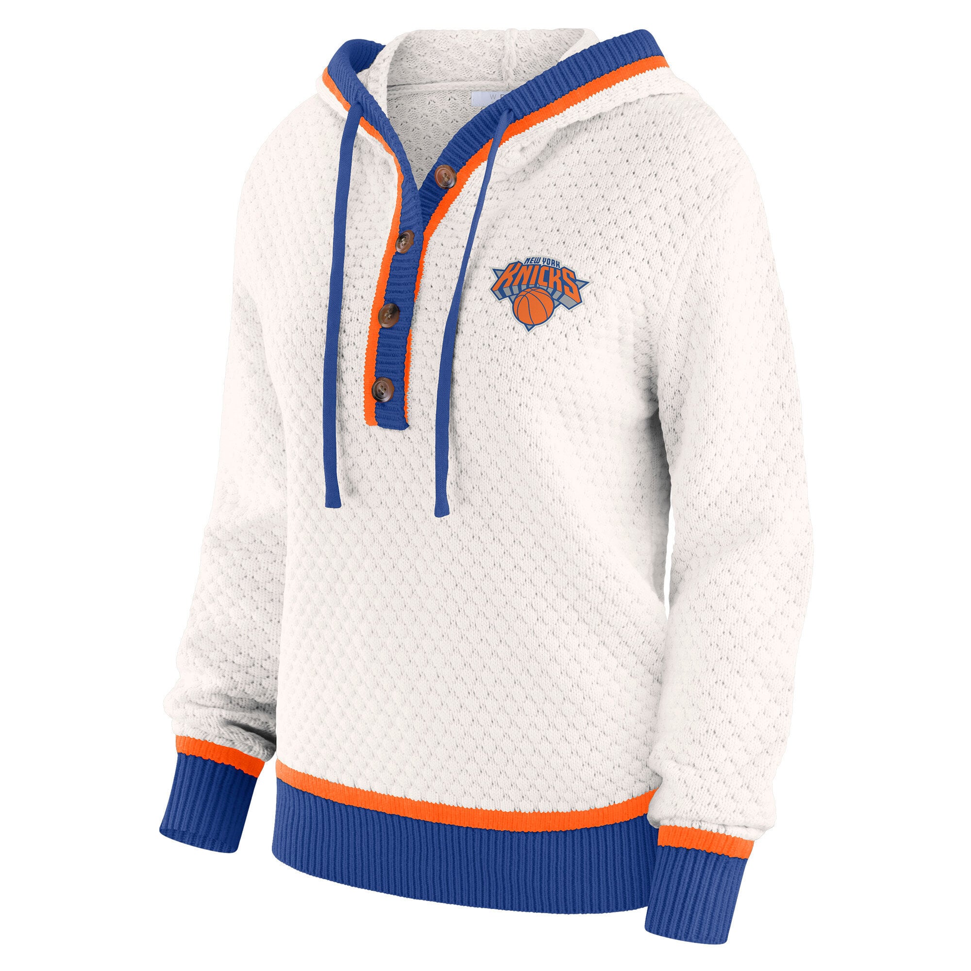 Women's WEAR by Erin Andrews Cream New York Knicks Plus Hoodie Sweater