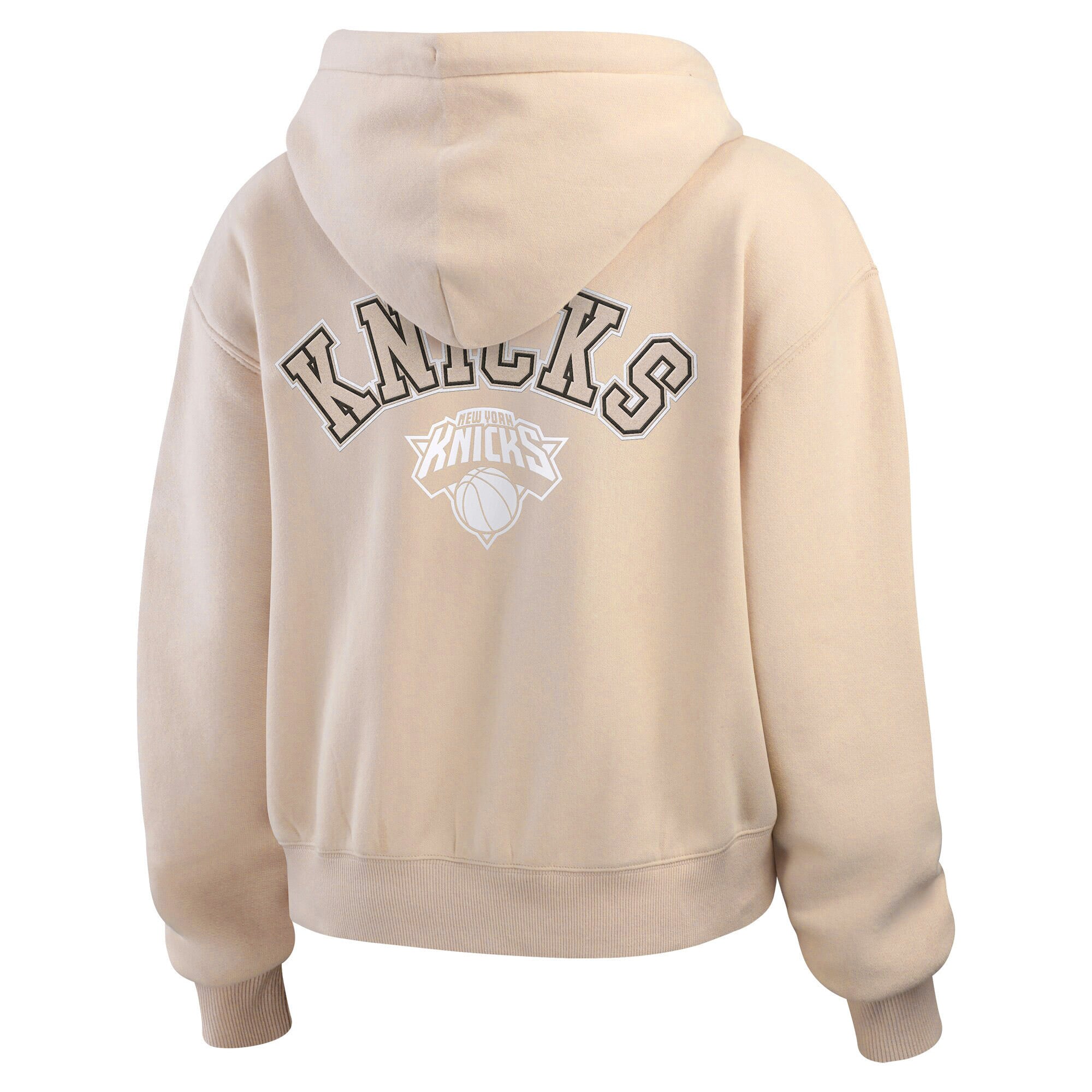 Sweat à capuche zippé en feutre ton sur de couleur crème grande taille pour femme WEAR by Erin Andrews des New York Knicks