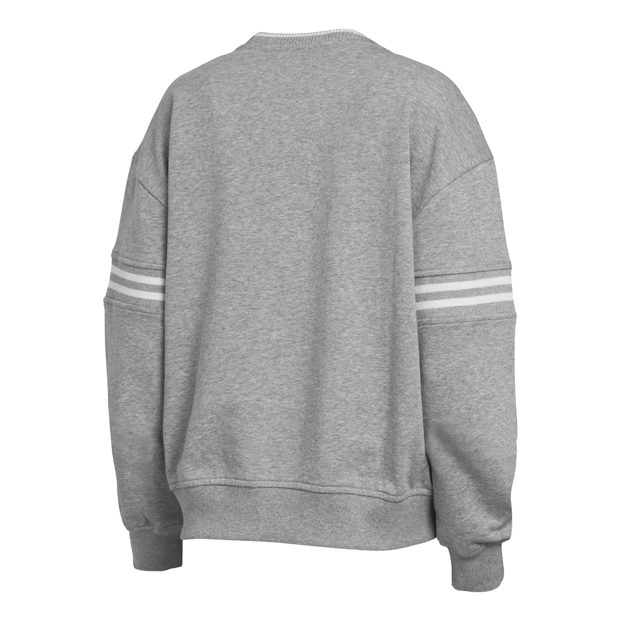 Sweat-shirt ras du cou gris à écusson des New York Knicks de la marque WEAR by Erin Andrews pour femmes