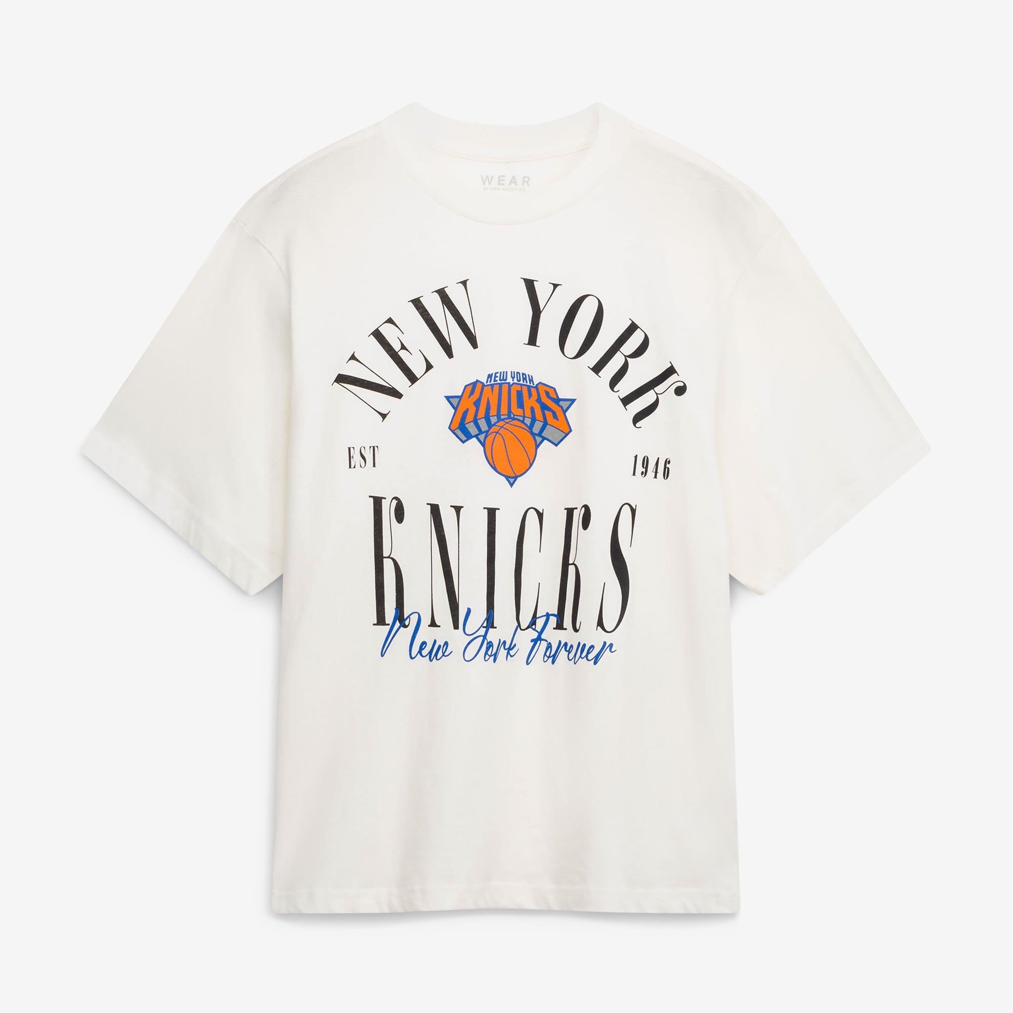 T-shirt vintage pêche blanc New York Knicks de la marque WEAR by Erin Andrews pour femmes