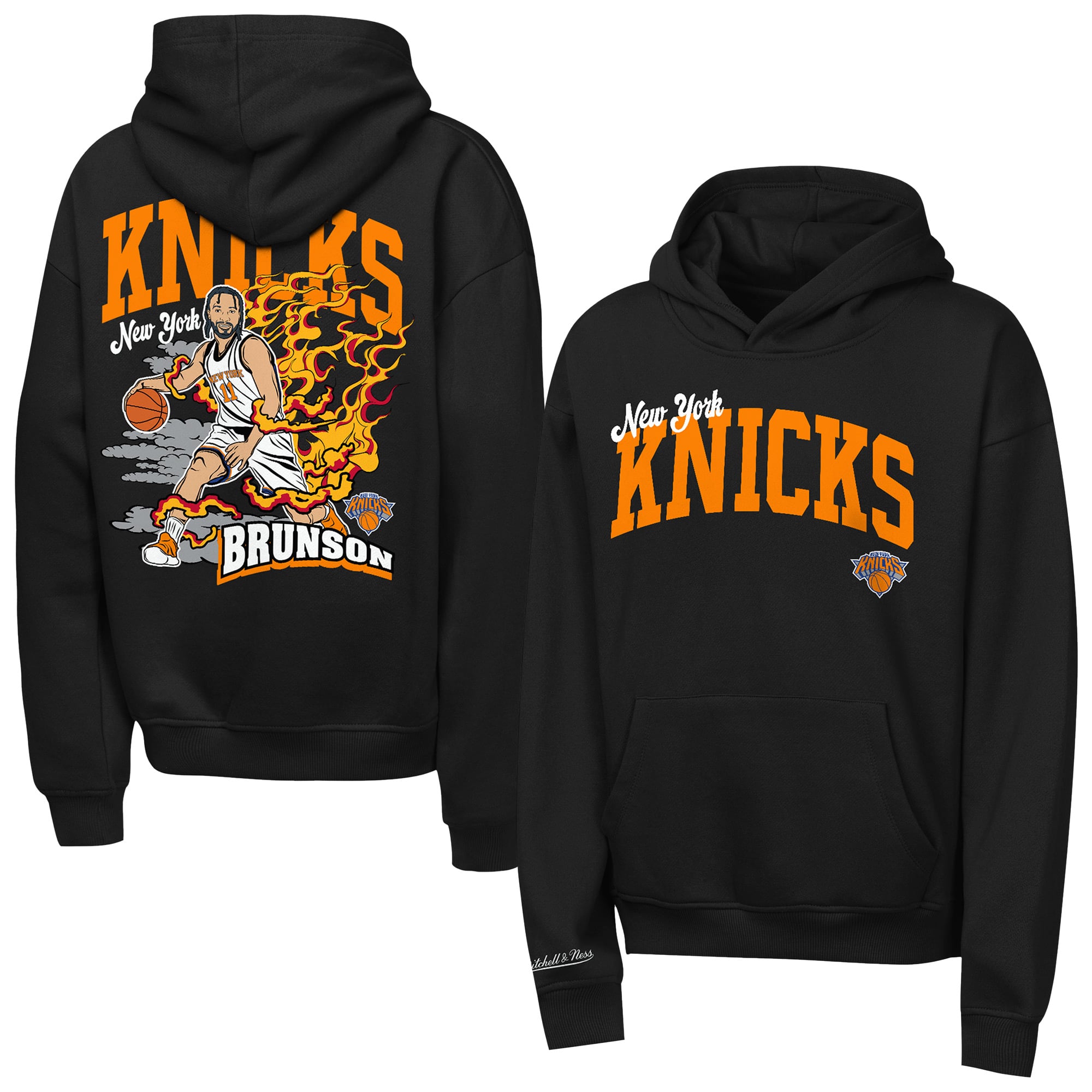 Sweat à capuche noir Mitchell & Ness Jalen Brunson New York Knicks Fired Up pour enfant