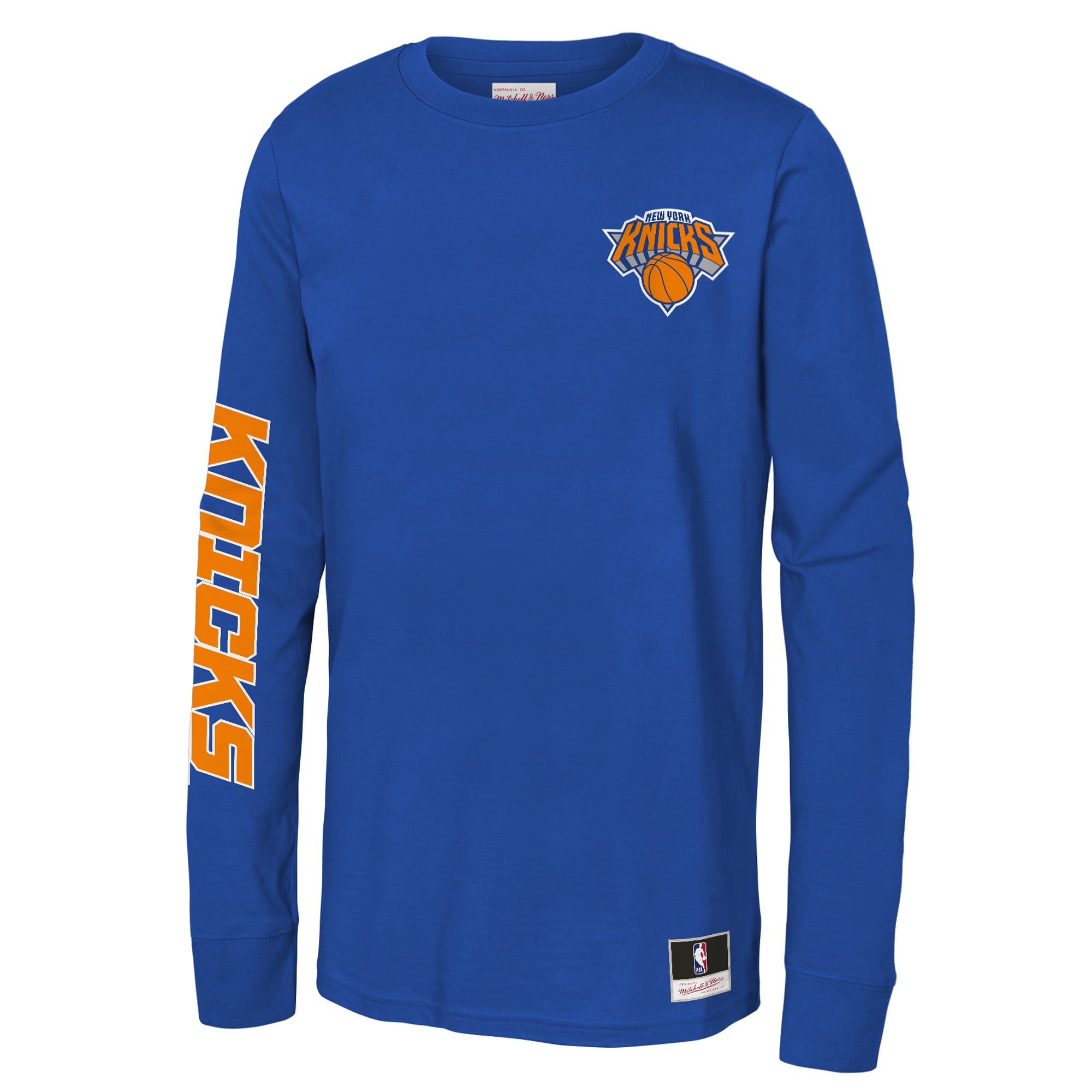 T-shirt à manches longues Mitchell & Ness Royal New York Knicks Triple Play pour enfant