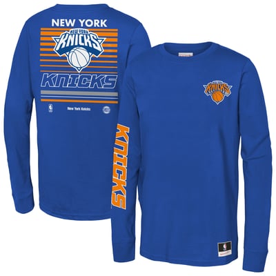 New York Knicks Mitchell & Ness Youth Triple Play Long Sleeve T-Shirt - Royal