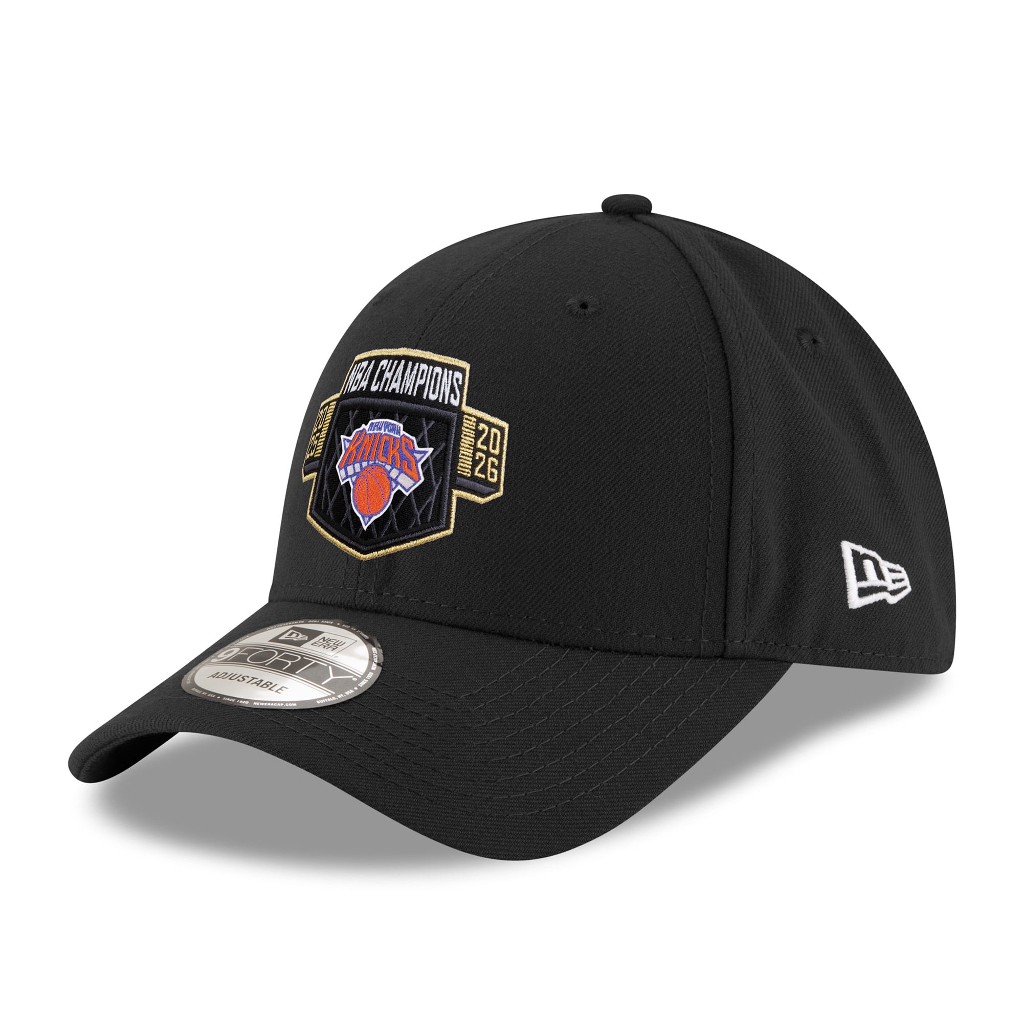 Youth New York Knicks New Era Black 2026 NBA Finals Champions Locker Room Replica 9FORTY Adjustable Hat