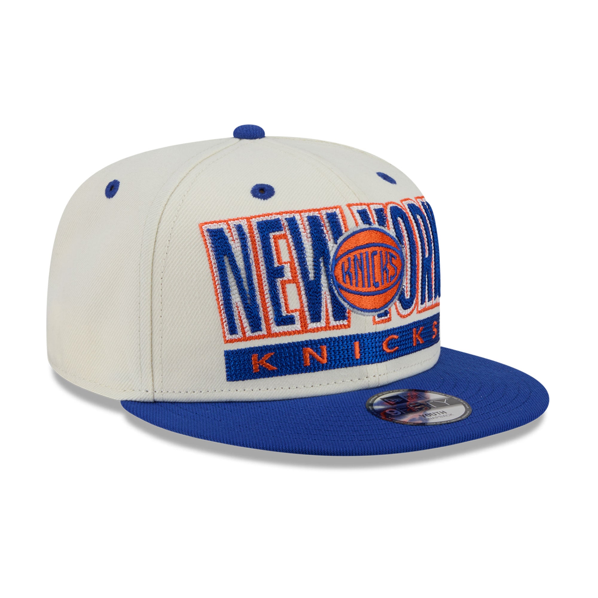 Casquette snapback New Era Classic 9FIFTY crème/bleue pour jeunes des Knicks de New York