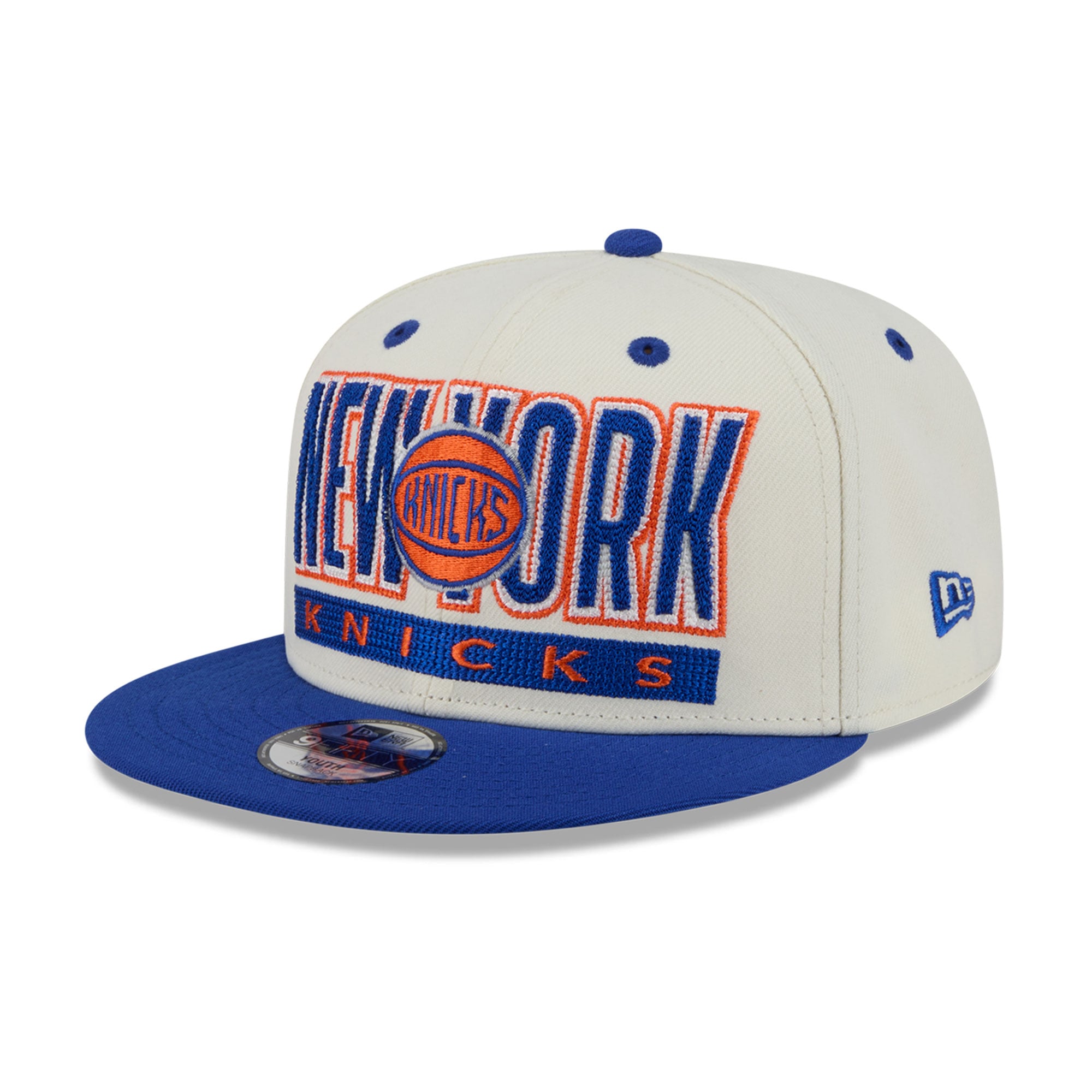 Casquette snapback New Era Classic 9FIFTY crème/bleue pour jeunes des Knicks de New York