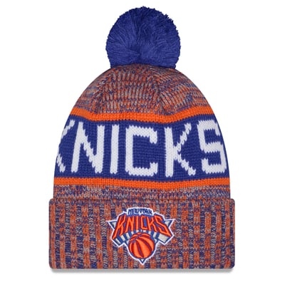 New York Knicks New Era Youth Tri-Color Cuffed Knit Hat with Pom - Orange