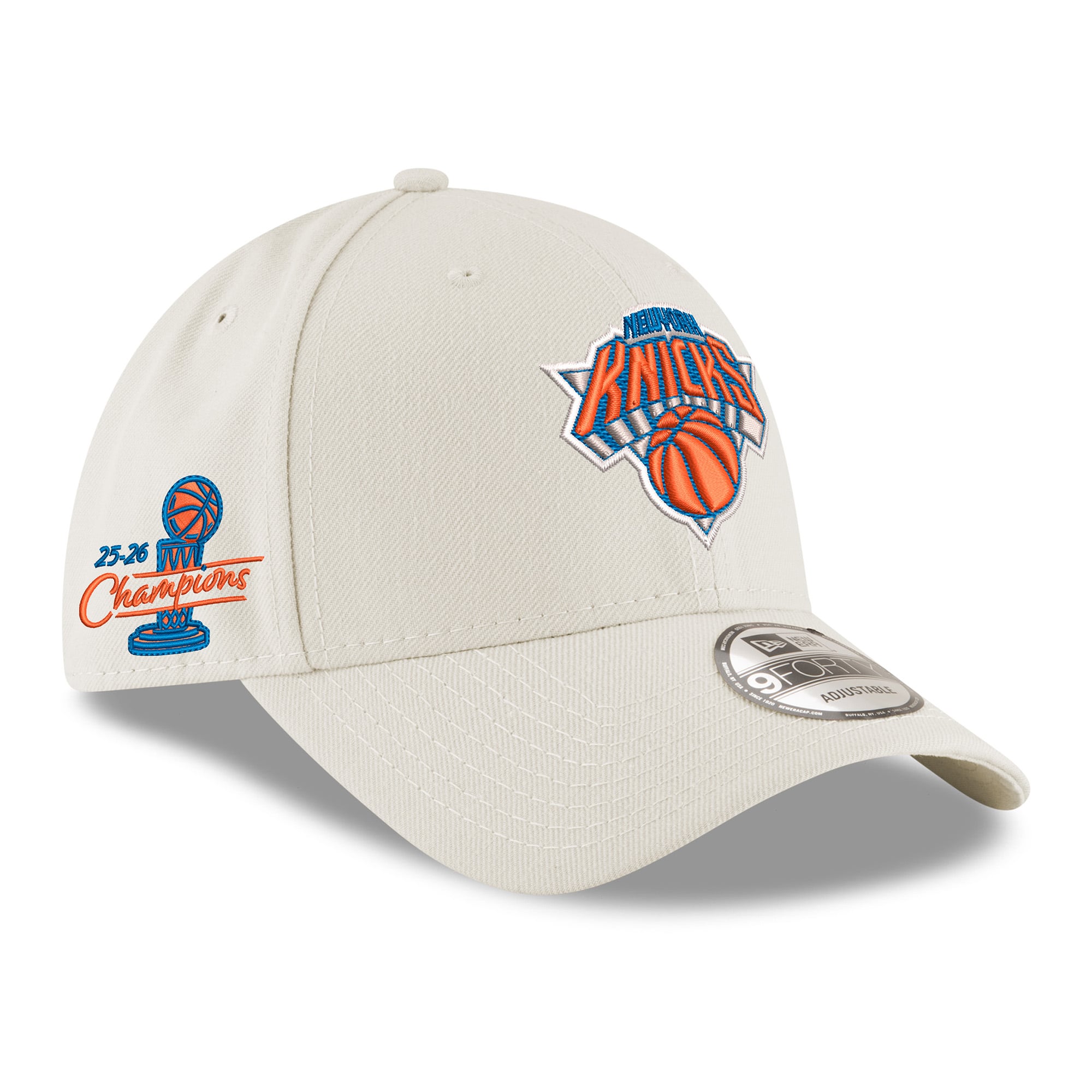 Youth New Era White New York Knicks 2026 NBA Finals Champions Chrome 9FORTY Adjustable Hat