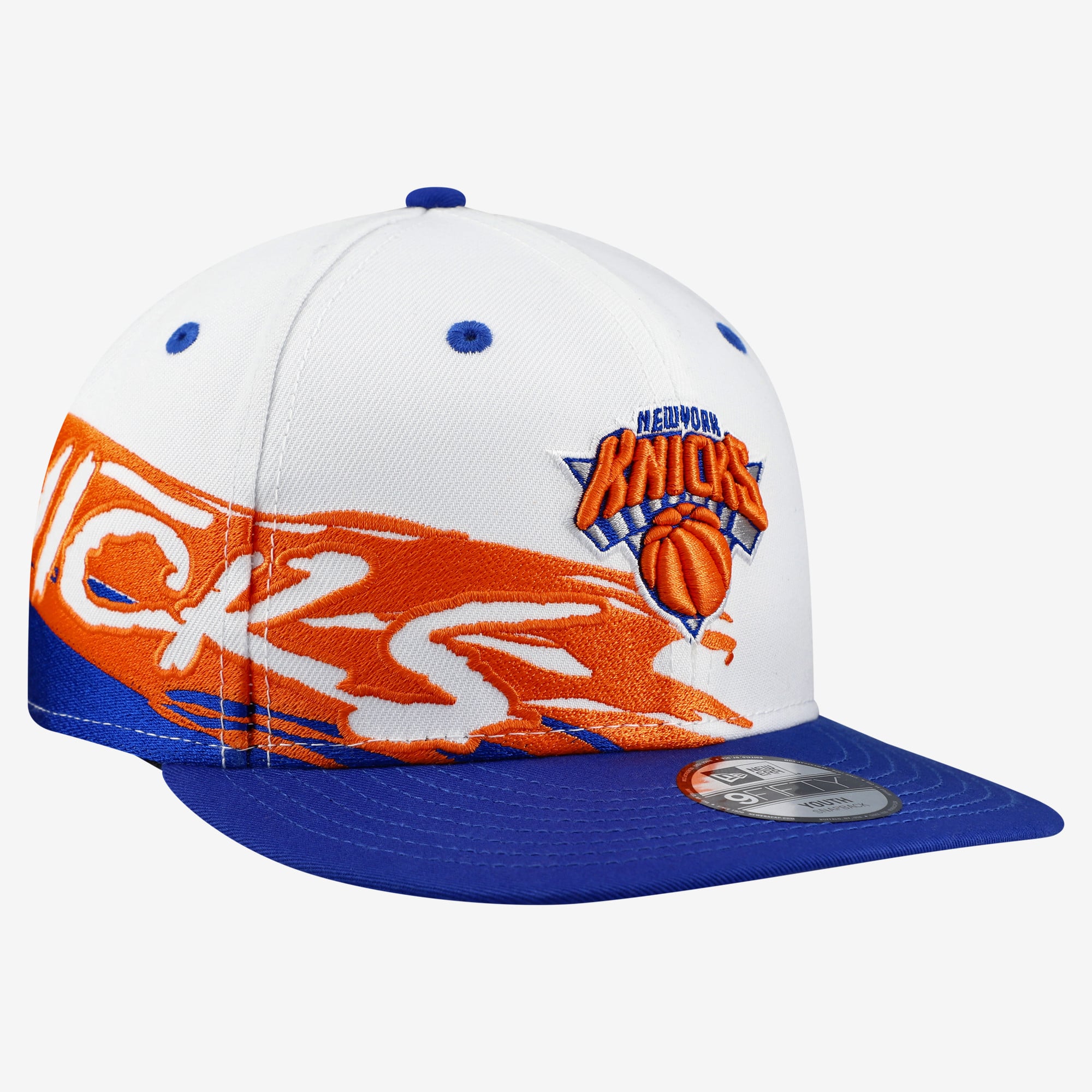 Youth New Era White/Blue New York Knicks Swept 9FIFTY Snapback Hat
