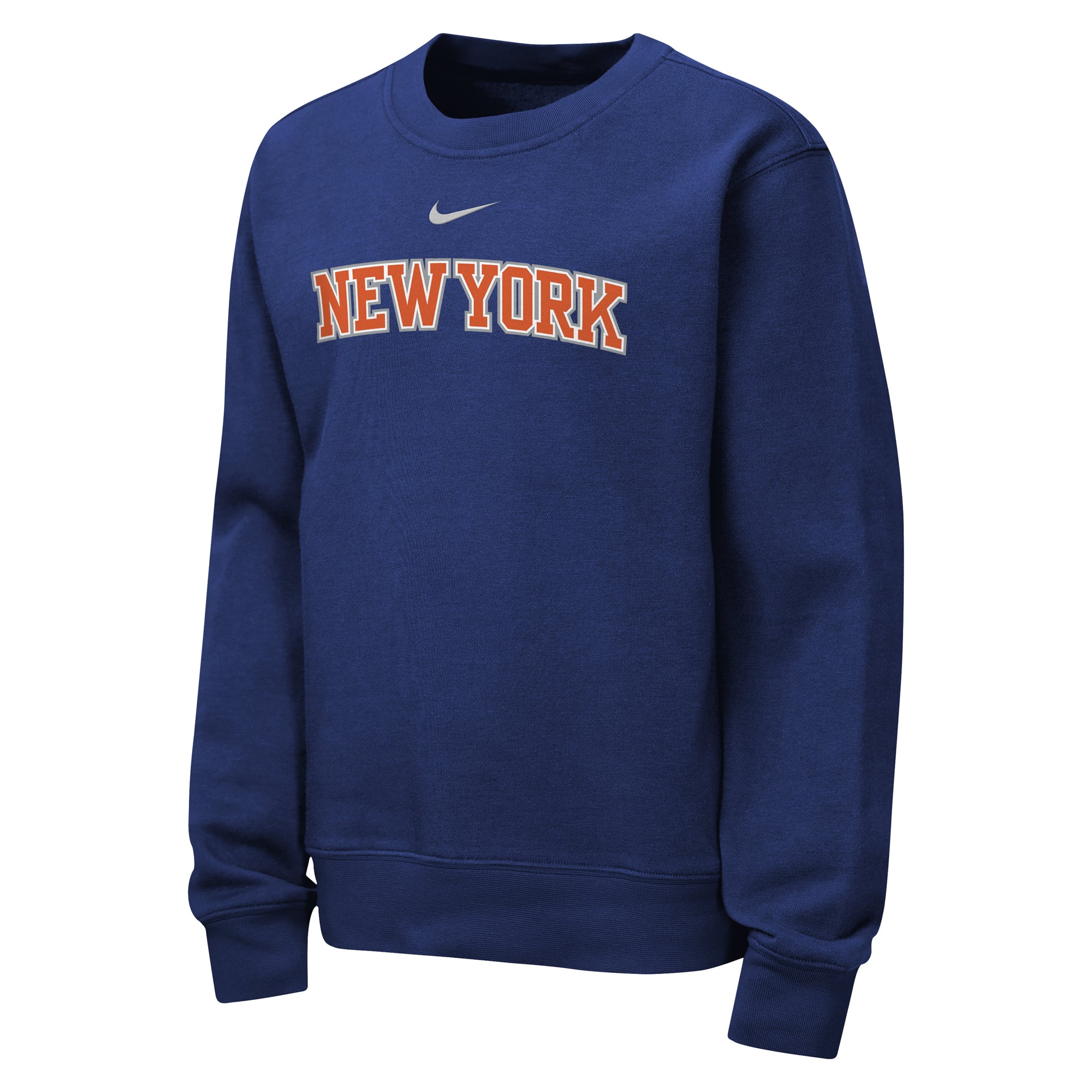 Sweat-shirt à col rond Nike bleu New York Knicks Essential Club pour enfant