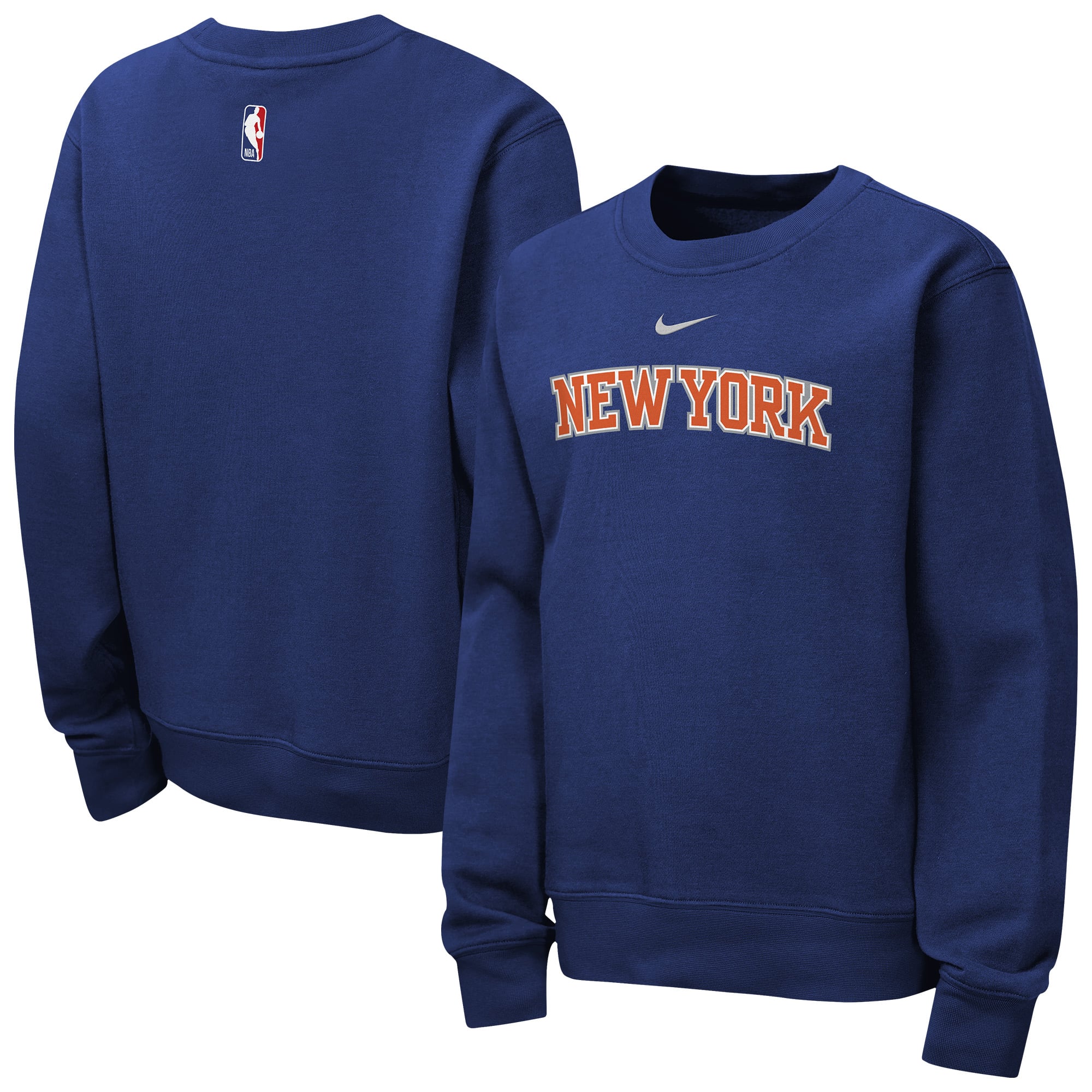 Sweat-shirt à col rond Nike bleu New York Knicks Essential Club pour enfant