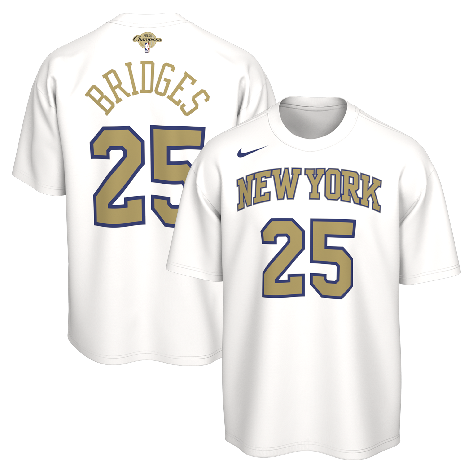 31 Numbers Design Mikal Bridges New York Knicks Nike Youth 2026 NBA Finals Champions ...