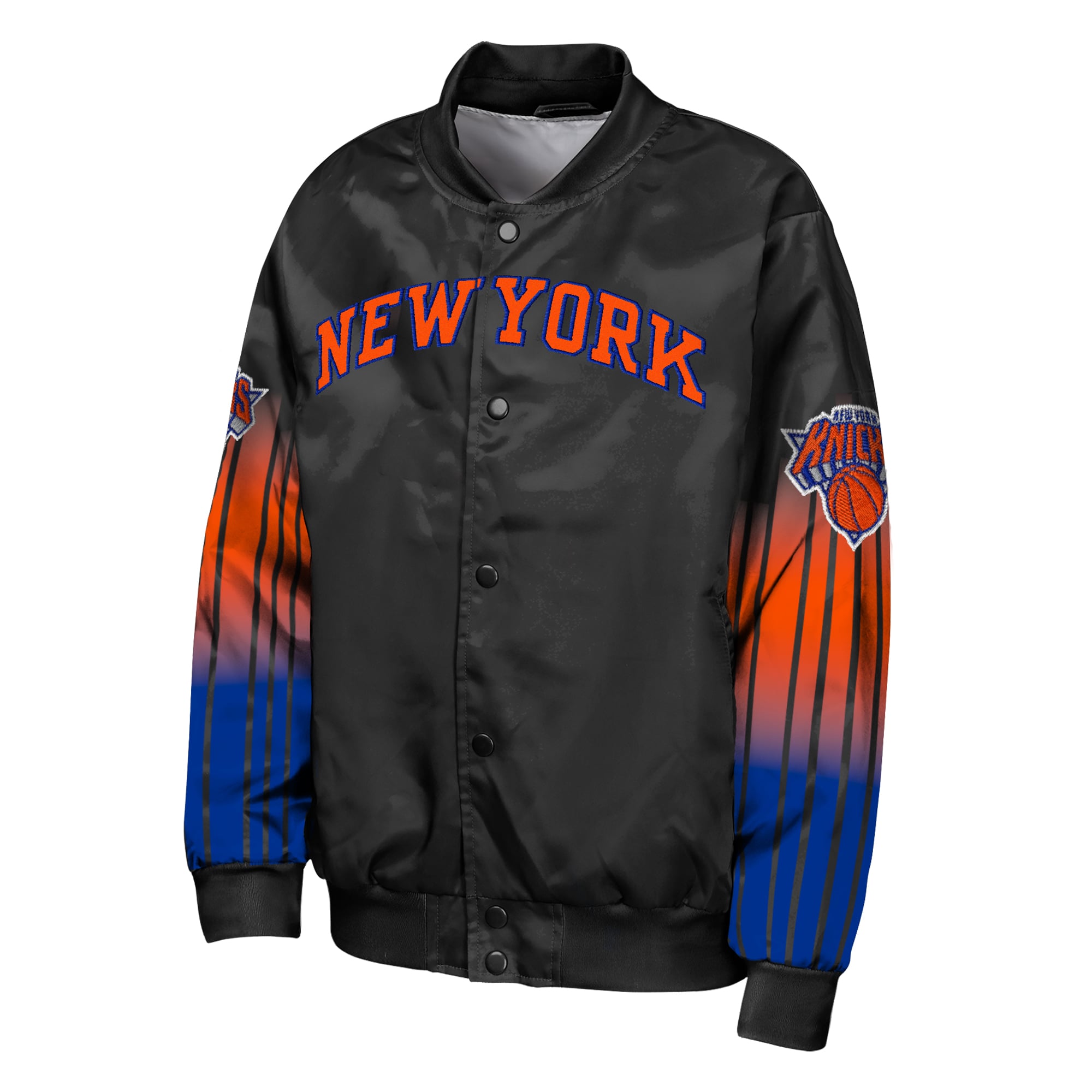 Veste légère en satin noir Youth Outerstuff New York Knicks Statement Edition à boutons-pression