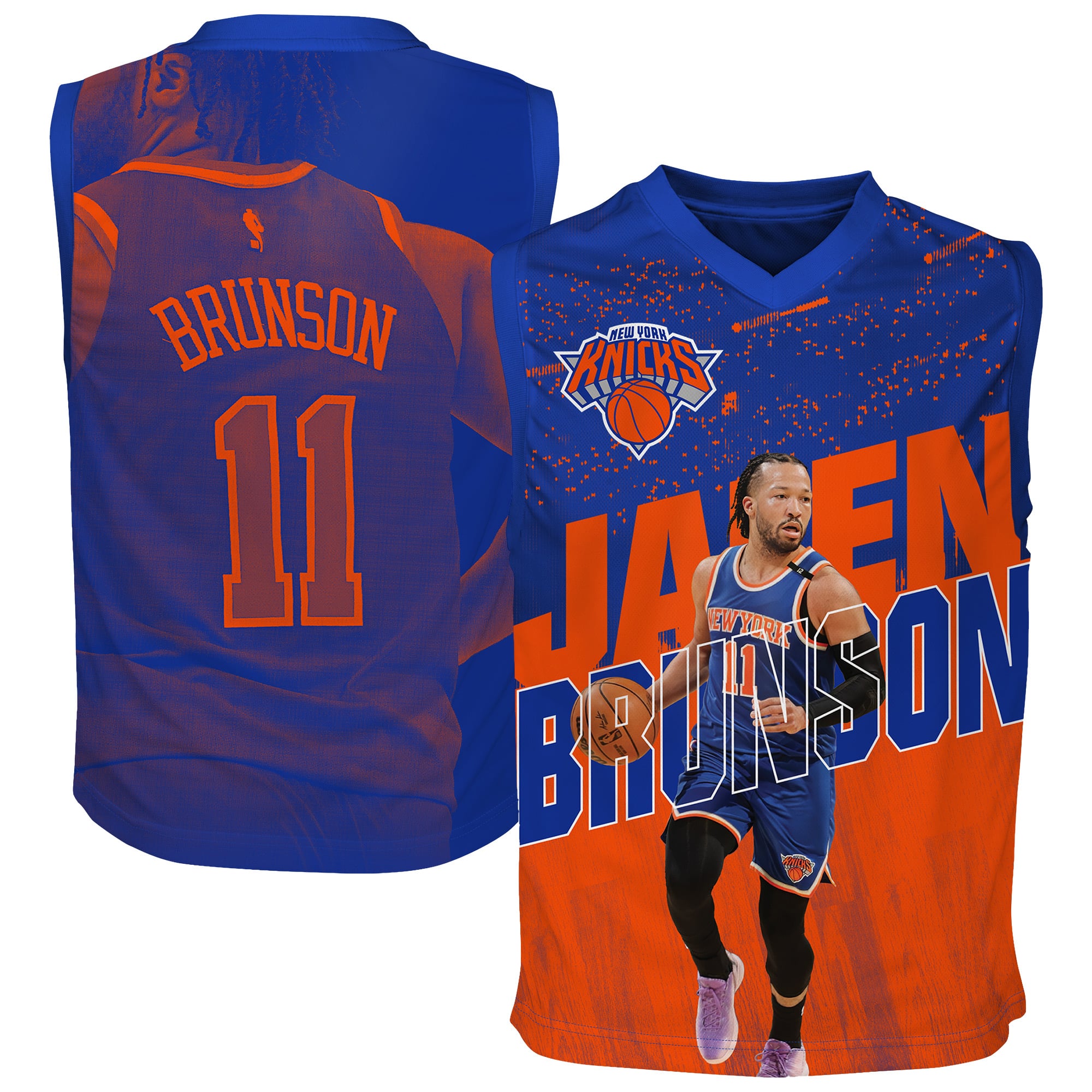 Maillot de jeu iconique bleu Jalen Brunson New York Knicks pour jeunes Outerstuff