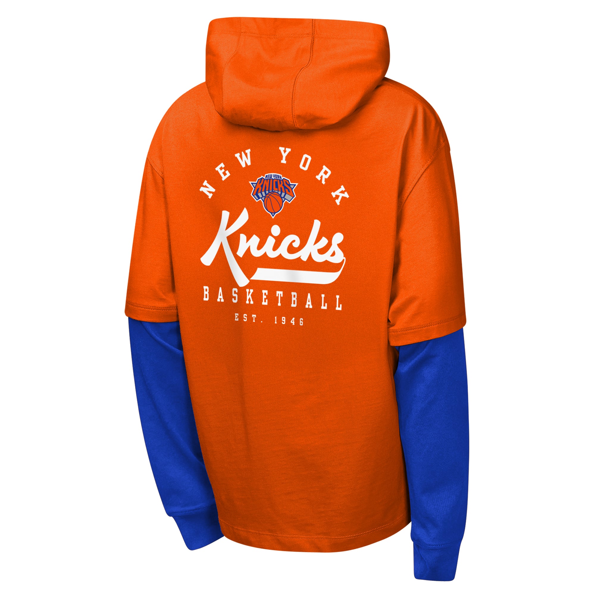 T-shirt à capuche oversize en faux nickel orange New York Knicks pour jeunes Outerstuff