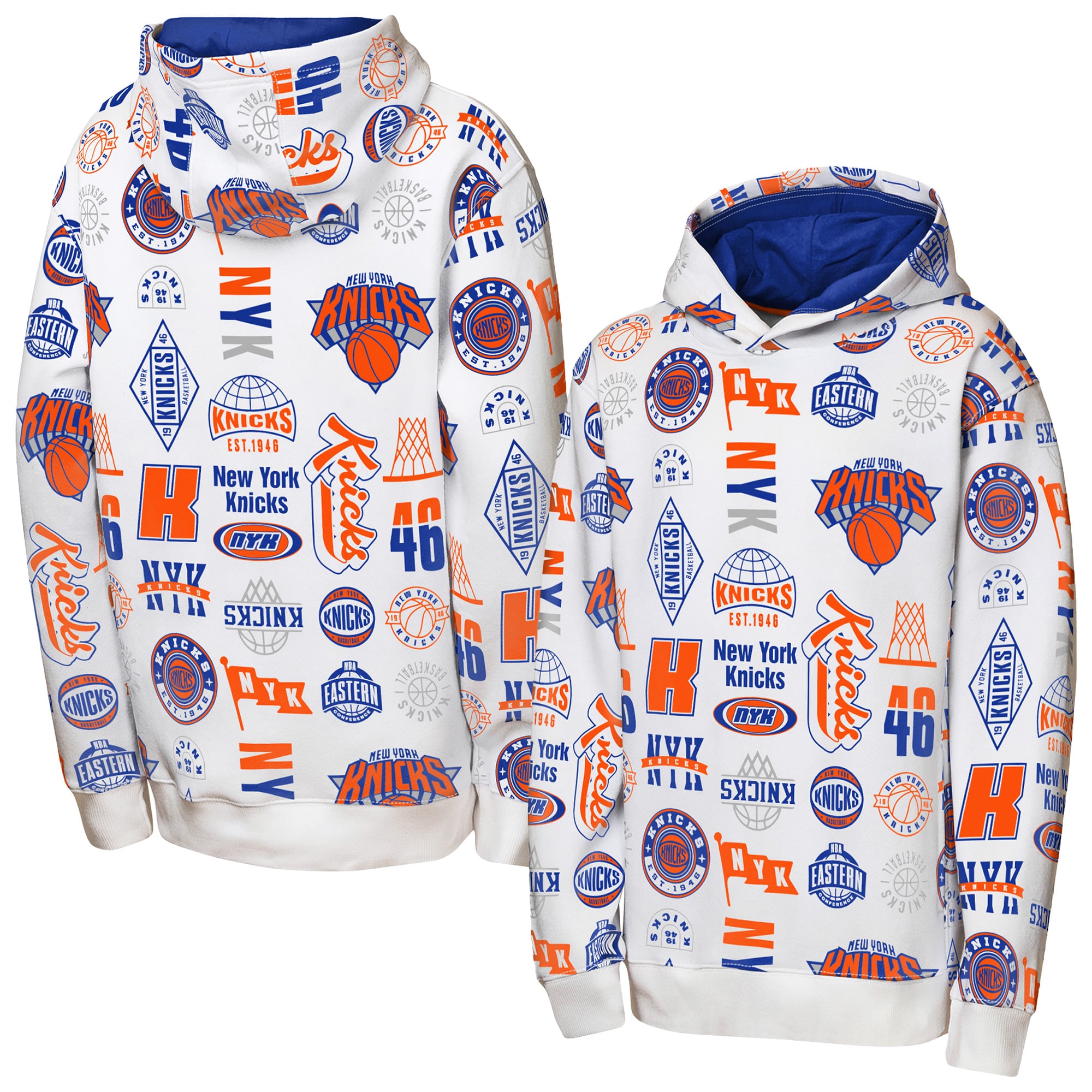Sweat à capuche intégral blanc New York Knicks 3-and-D pour jeunes de la marque Outerstuff