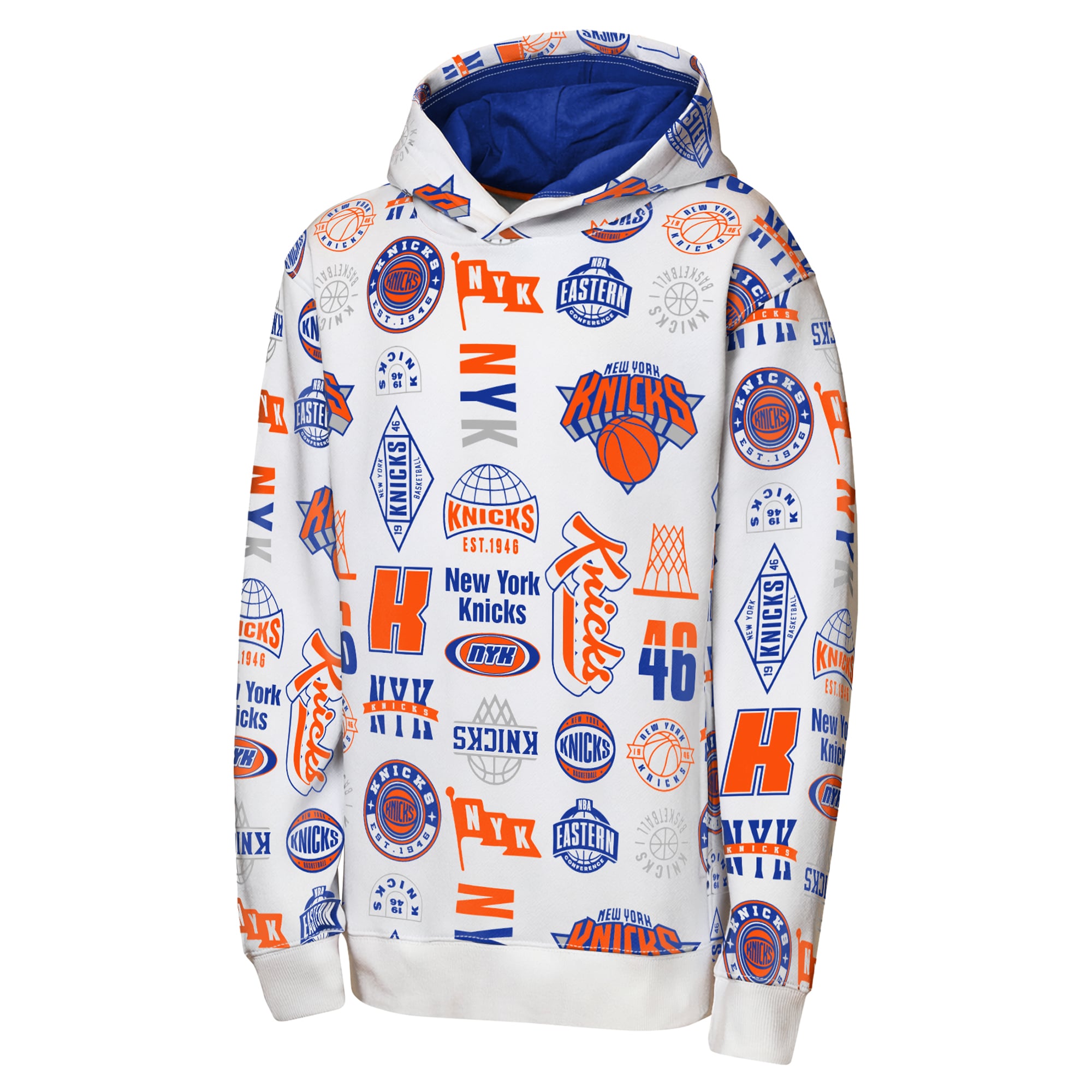 Sweat à capuche intégral blanc New York Knicks 3-and-D pour jeunes de la marque Outerstuff