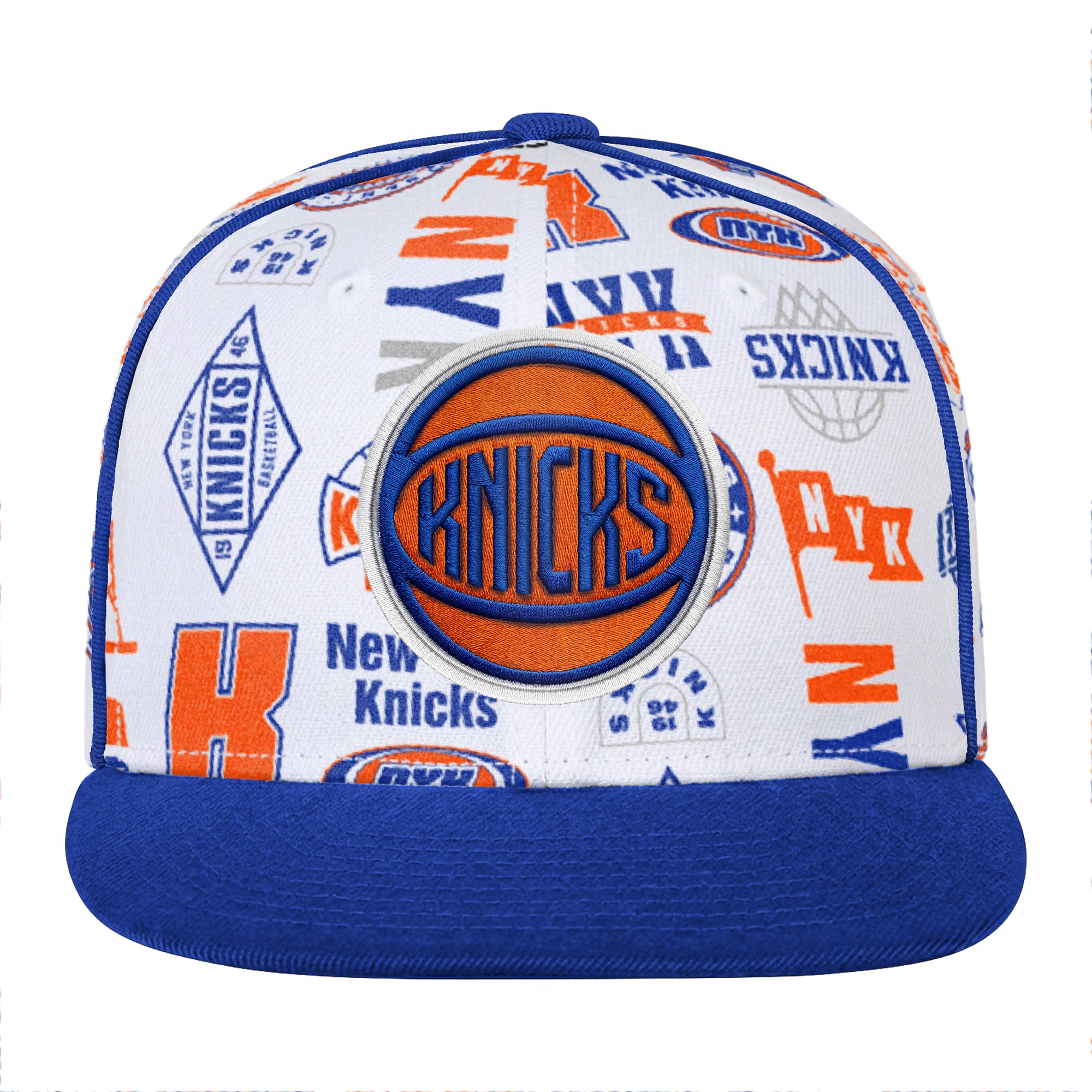 Casquette snapback blanche Youth Outerstuff New York Knicks avec logo Piped Up