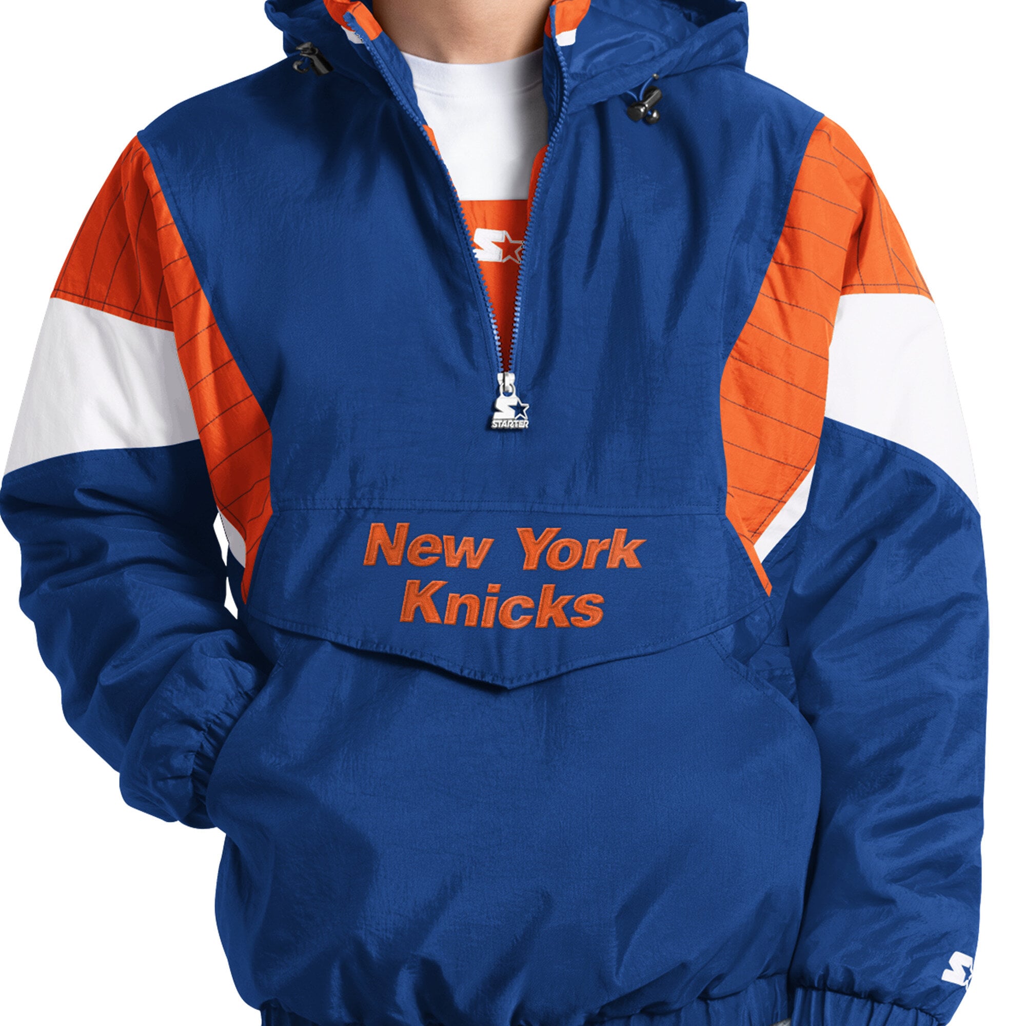 Veste à capuche demi-zip Starter bleue New York Knicks pour jeunes