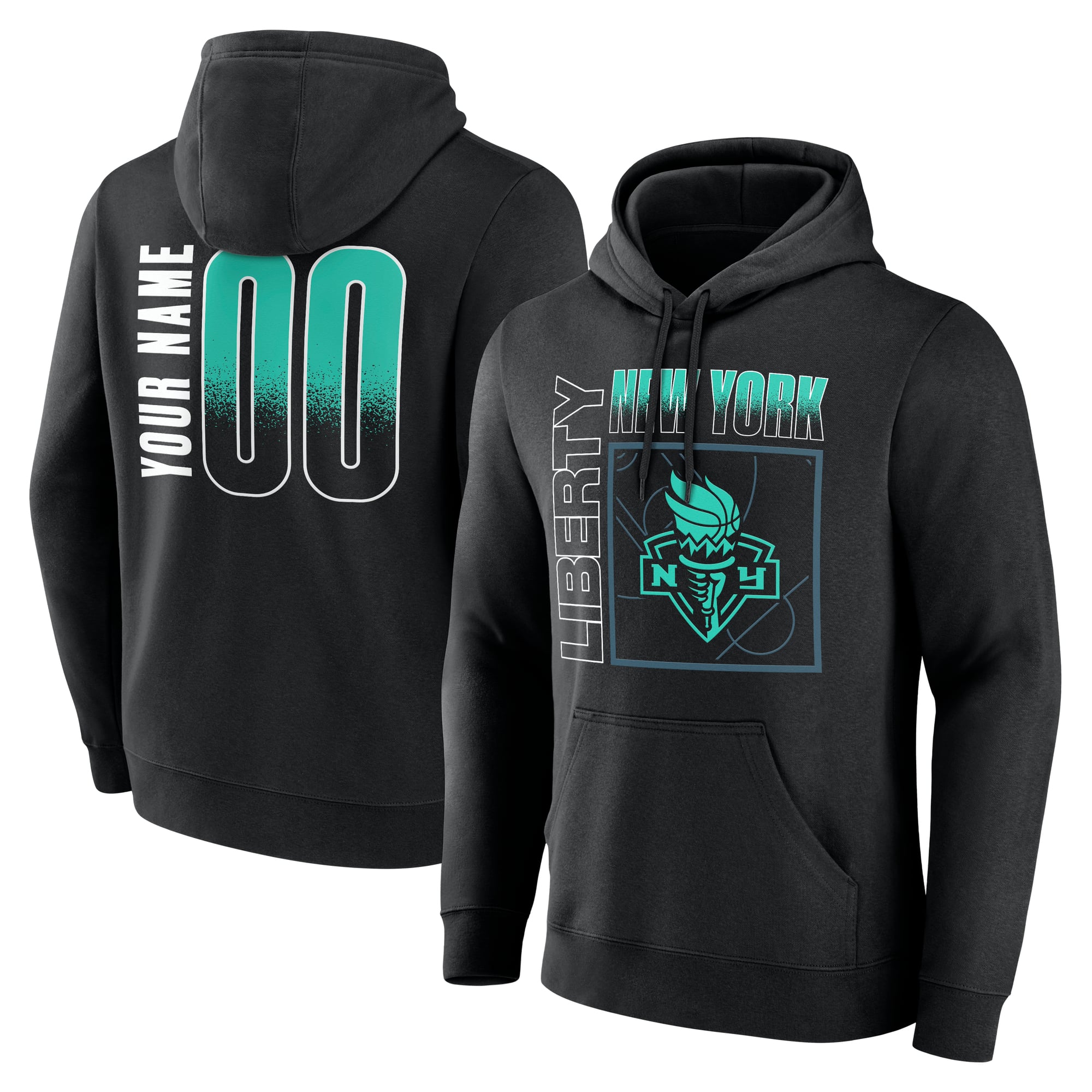 Men's Black New York Liberty Home Court Pop Personalized Name & Number Hoodie
