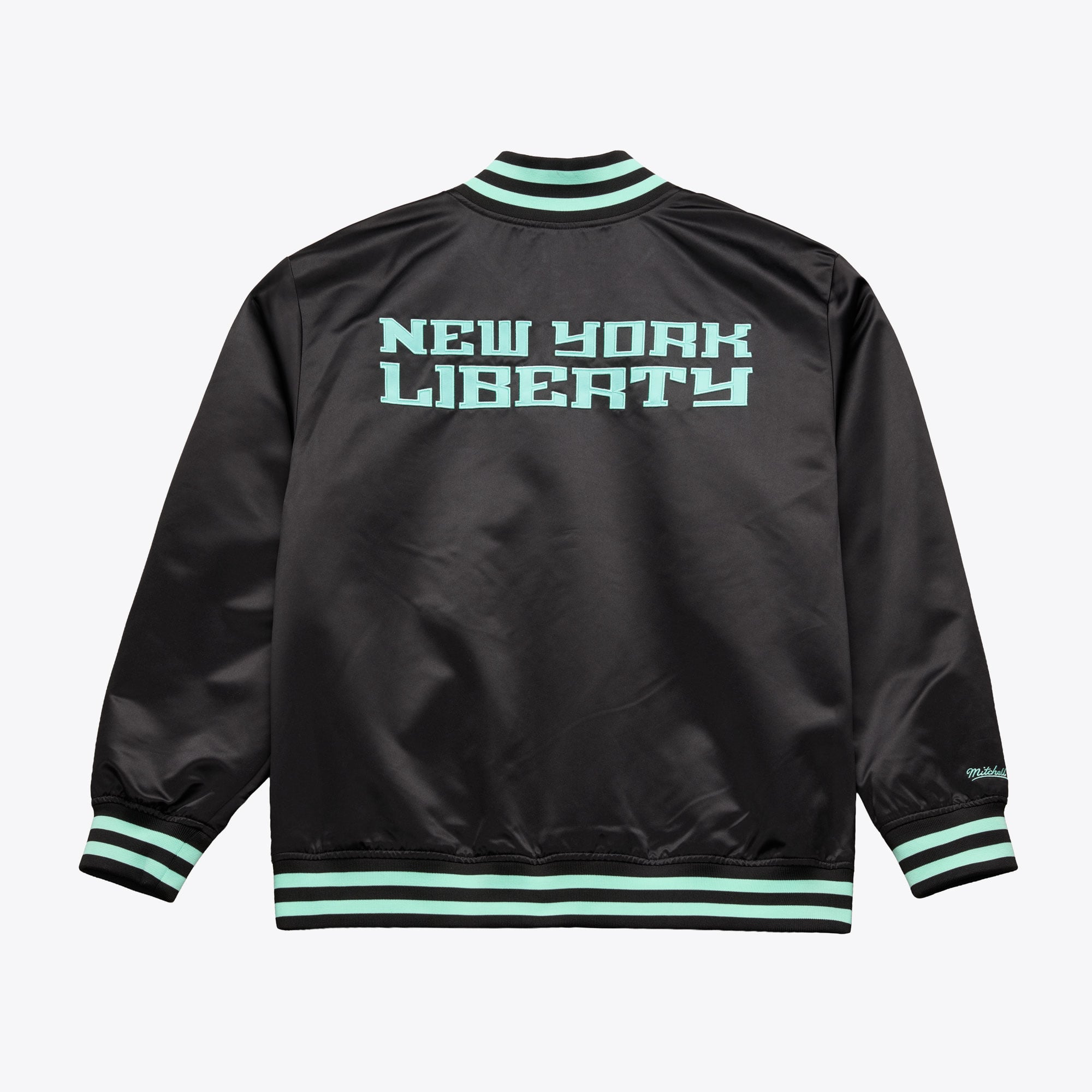 Veste légère en satin noir à boutons-pression Mitchell & Ness New York Liberty pour homme