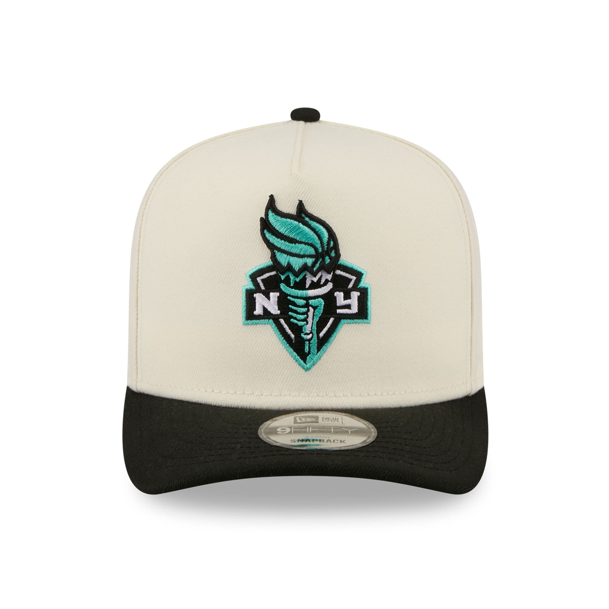 Casquette snapback New Era crème pour homme, modèle 9FIFTY A-Frame, logo New York Liberty.