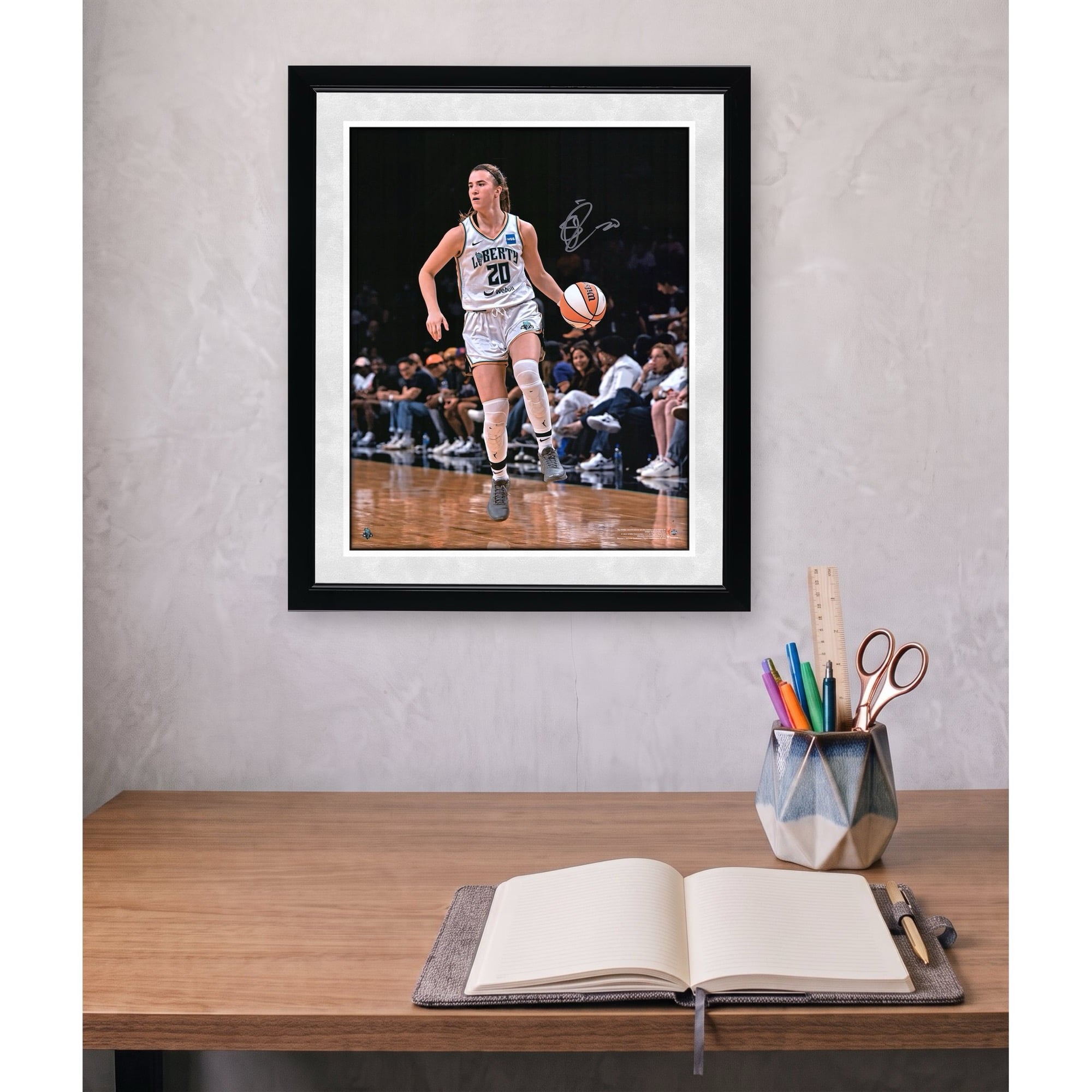 Sabrina Ionescu New York Liberty Autographed 16" x 20" Dribbling in White Jersey Photograph