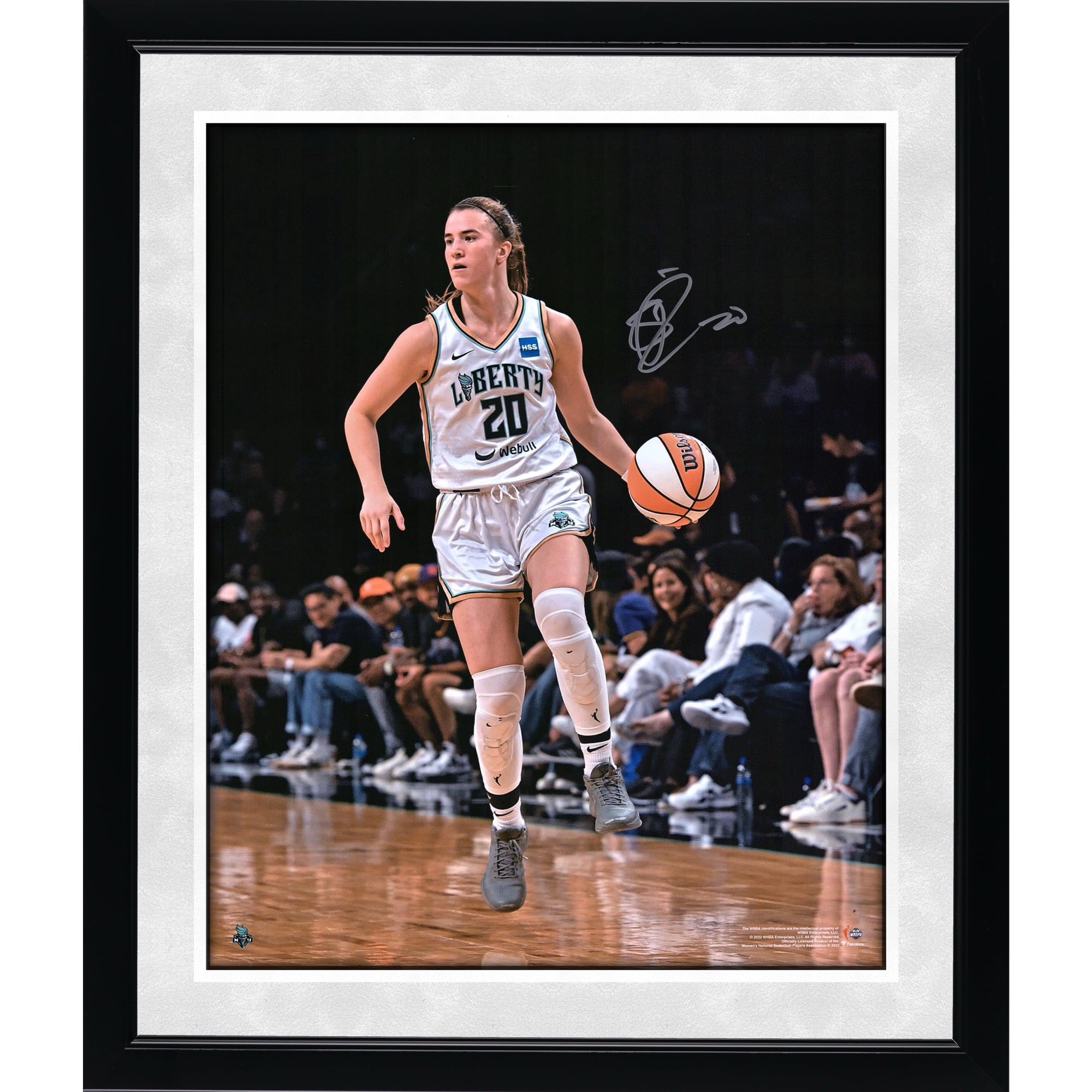 Sabrina Ionescu New York Liberty Autographed 16" x 20" Dribbling in White Jersey Photograph