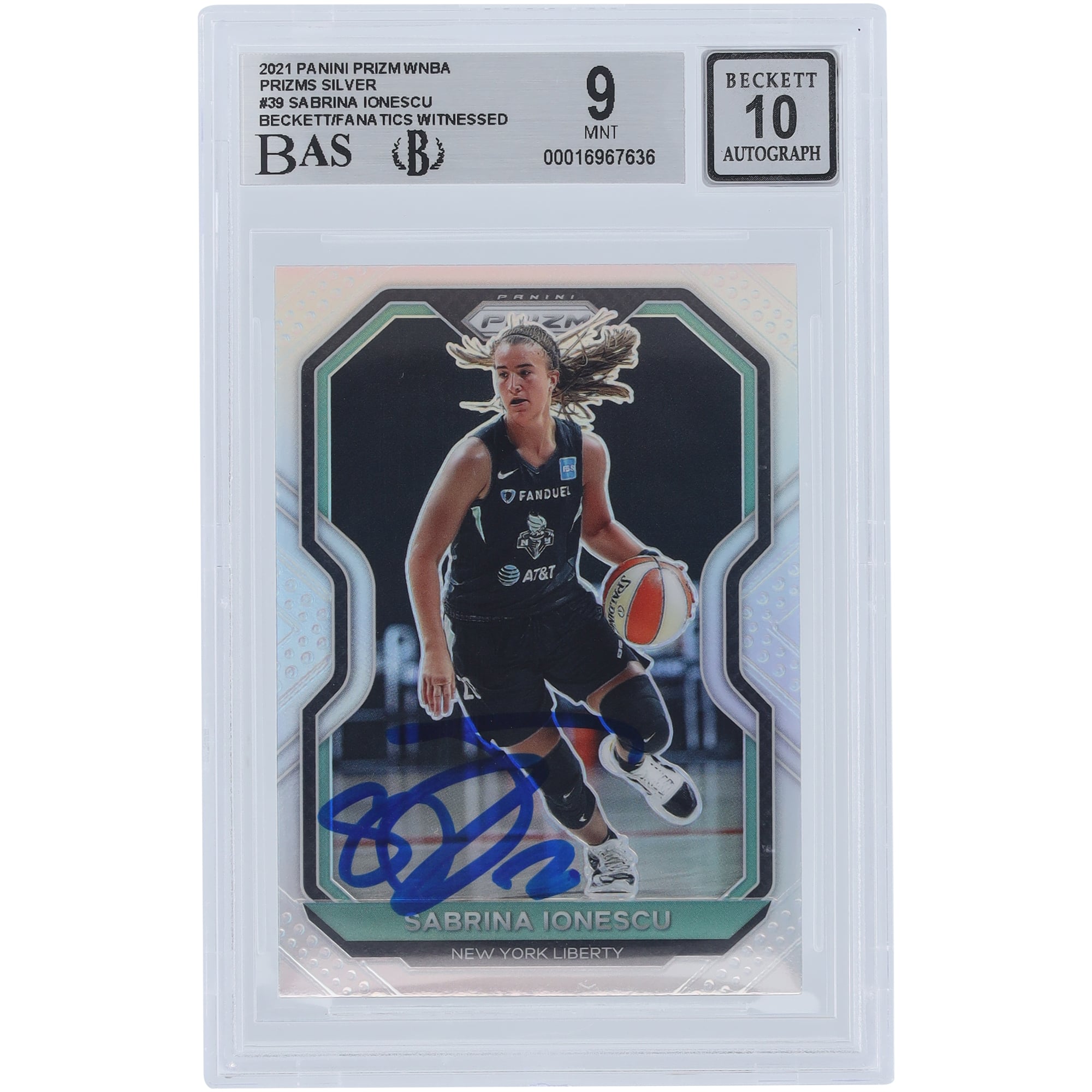 Sabrina Ionescu New York Liberty Autographed 2021 Panini Prizm 