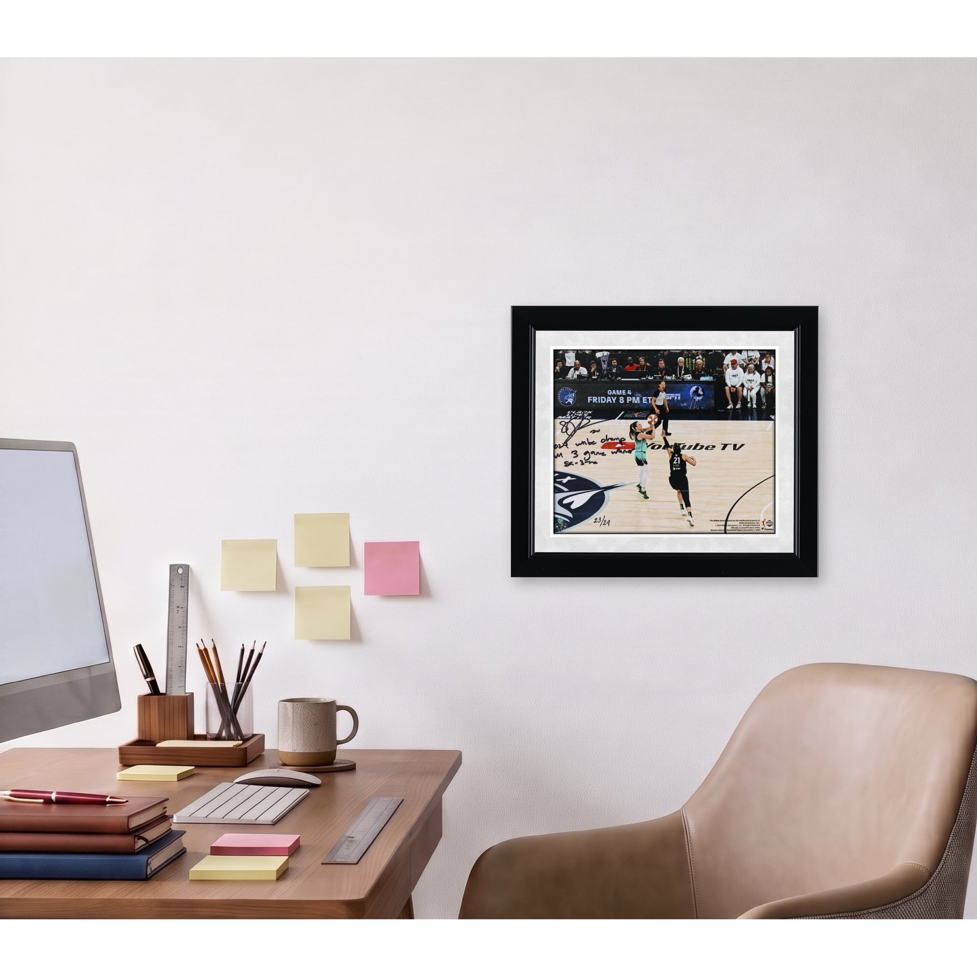 Sabrina Ionescu, New York Liberty, photographie dédicacée du tir à trois points gagnant du match 3 de la finale WNBA, 20 x 25 cm, avec plusieurs inscriptions - Édition limitée à 24 exemplaires